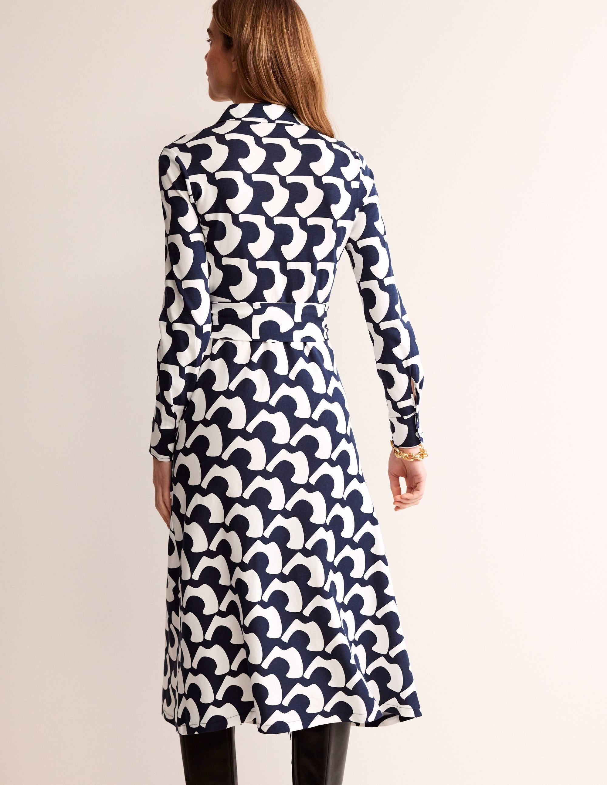 Laura Jersey Midi Shress-French Navy, Arc Geo - Image 3