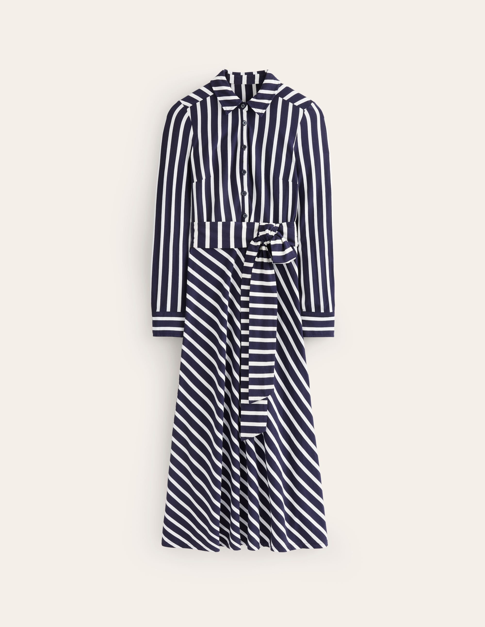 Laura Jersey Midi Shress-French Navy, Ivory Stripe - Image 6