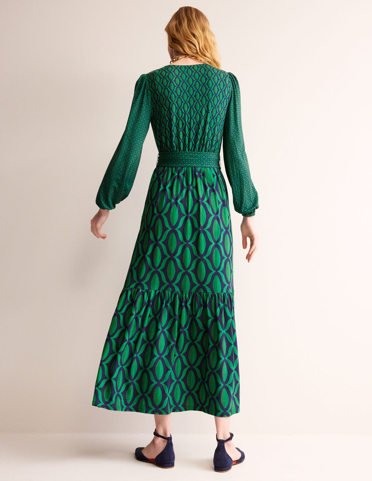 Jersey Maxi Wrap Dress-Veridian Green, Geo Valley-3