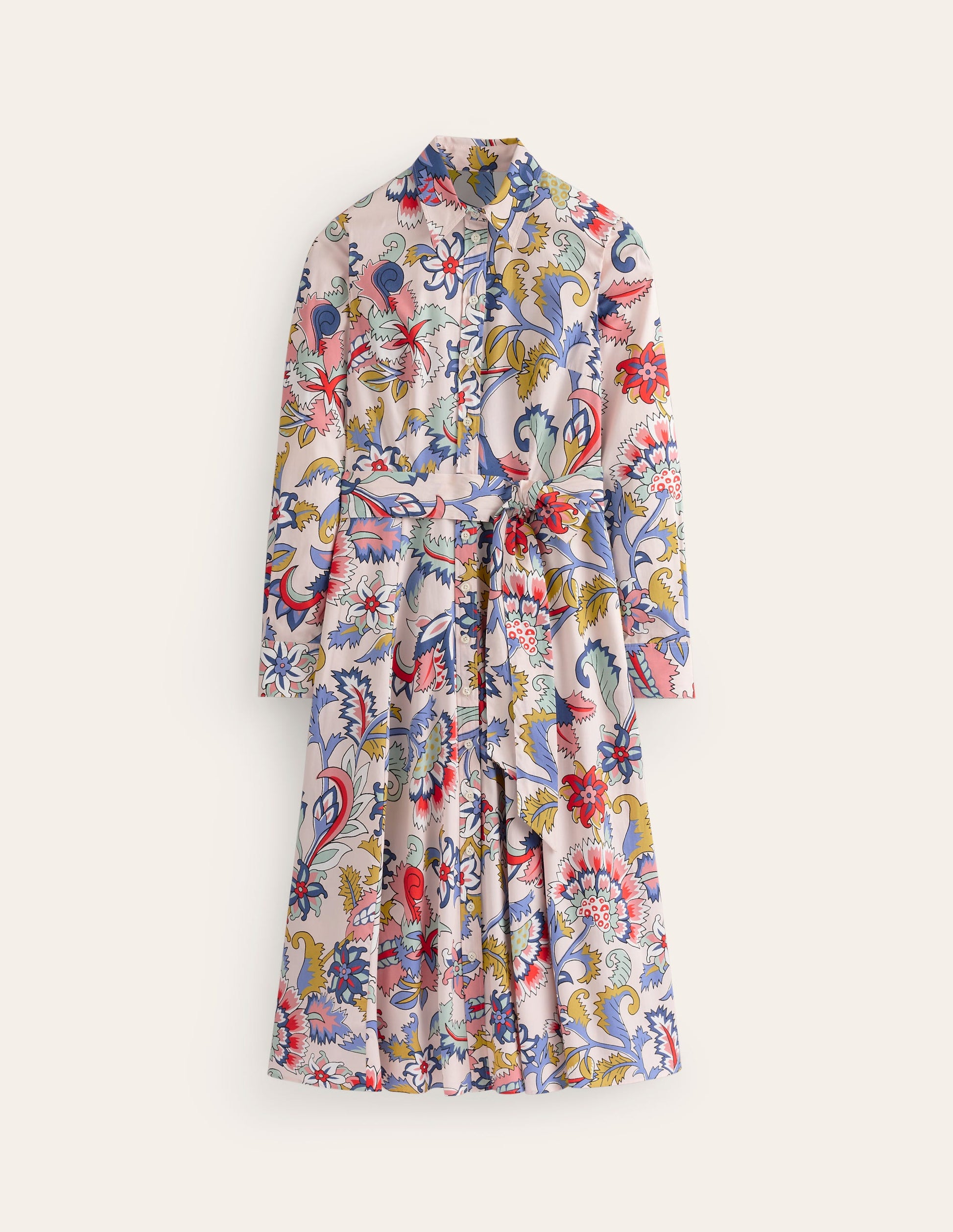Amy Cotton Midi Shirt Dress-Marshmallow, Botanical Bunch-6