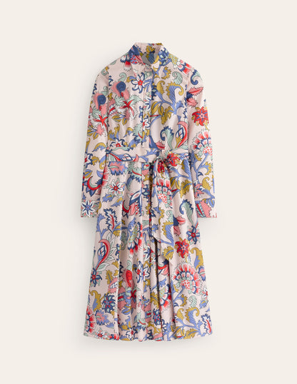 Amy Cotton Midi Shirt Dress-Marshmallow, Botanical Bunch-6