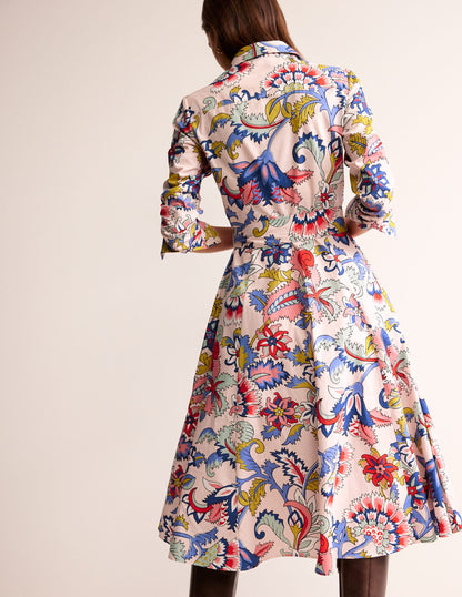 Amy Cotton Midi Shirt Dress-Marshmallow, Botanical Bunch-3