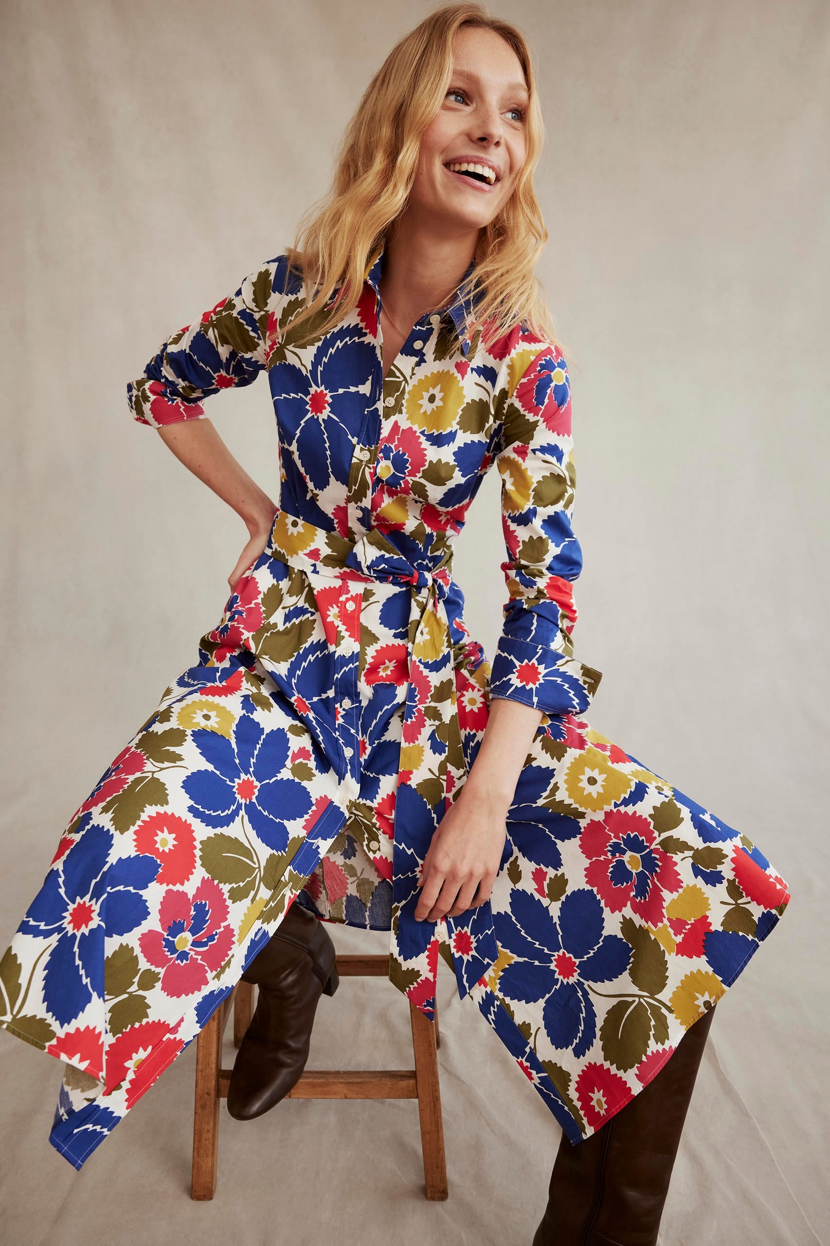 Amy Cotton Midi Shirt Dress-Multi, Bloomsbury Pop-7