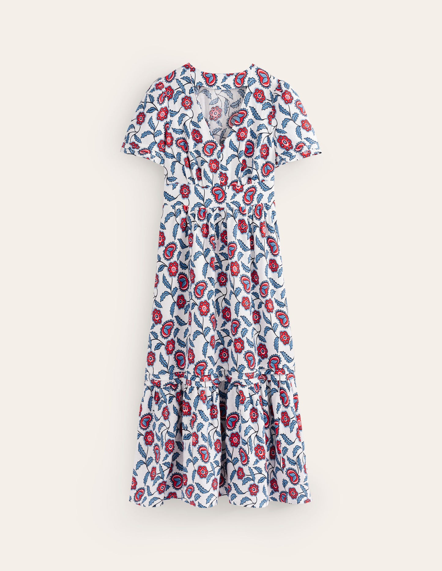 Eve Linen Midi Dress-Ivory, Floret Vine