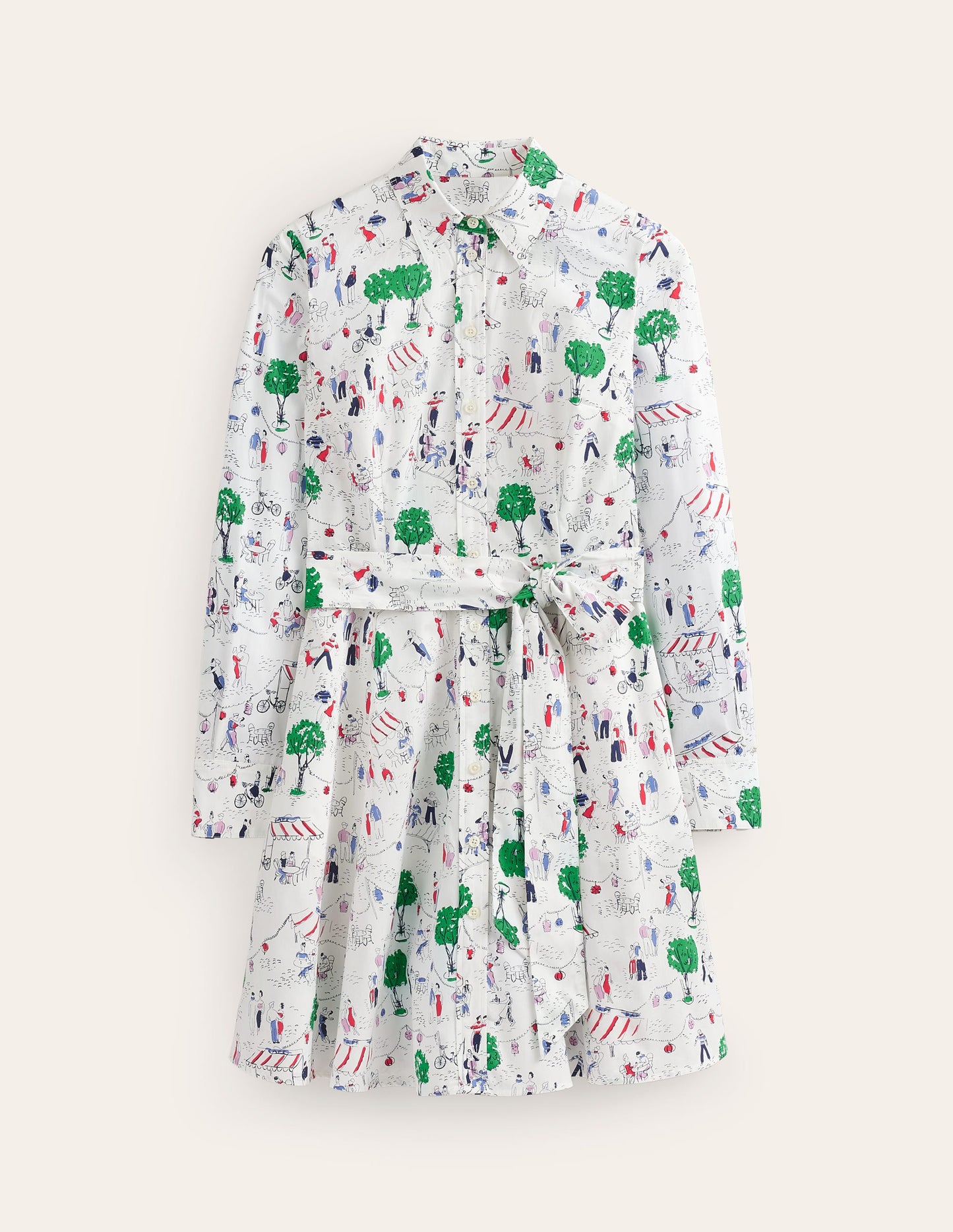 Amy Cotton Short Shirt Dress-Ivory, Paris Scene
