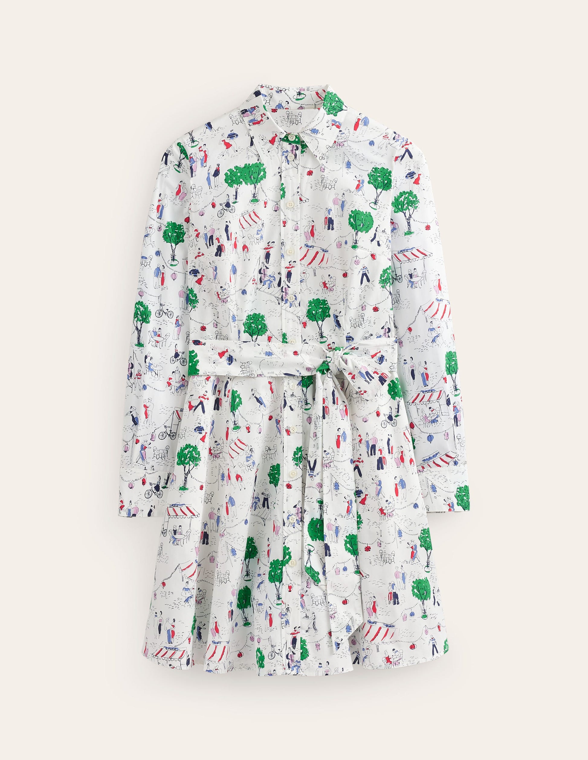 Amy Cotton Short Shirt Dress-Ivory, Paris Scene-9