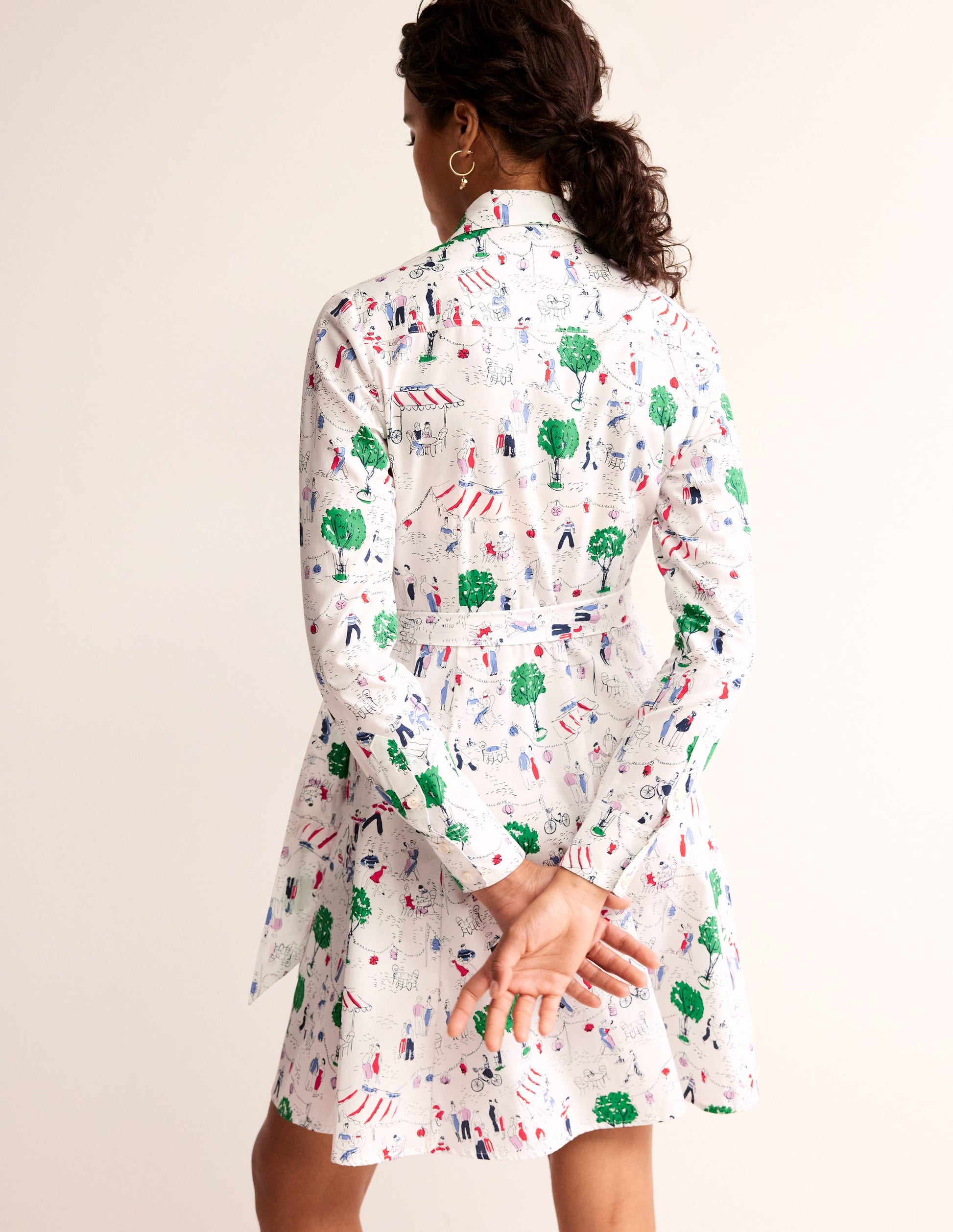 Amy Cotton Short Shirt Dress-Ivory, Paris Scene-3