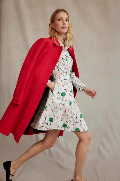 Amy Cotton Short Shirt Dress-Ivory, Paris Scene-6