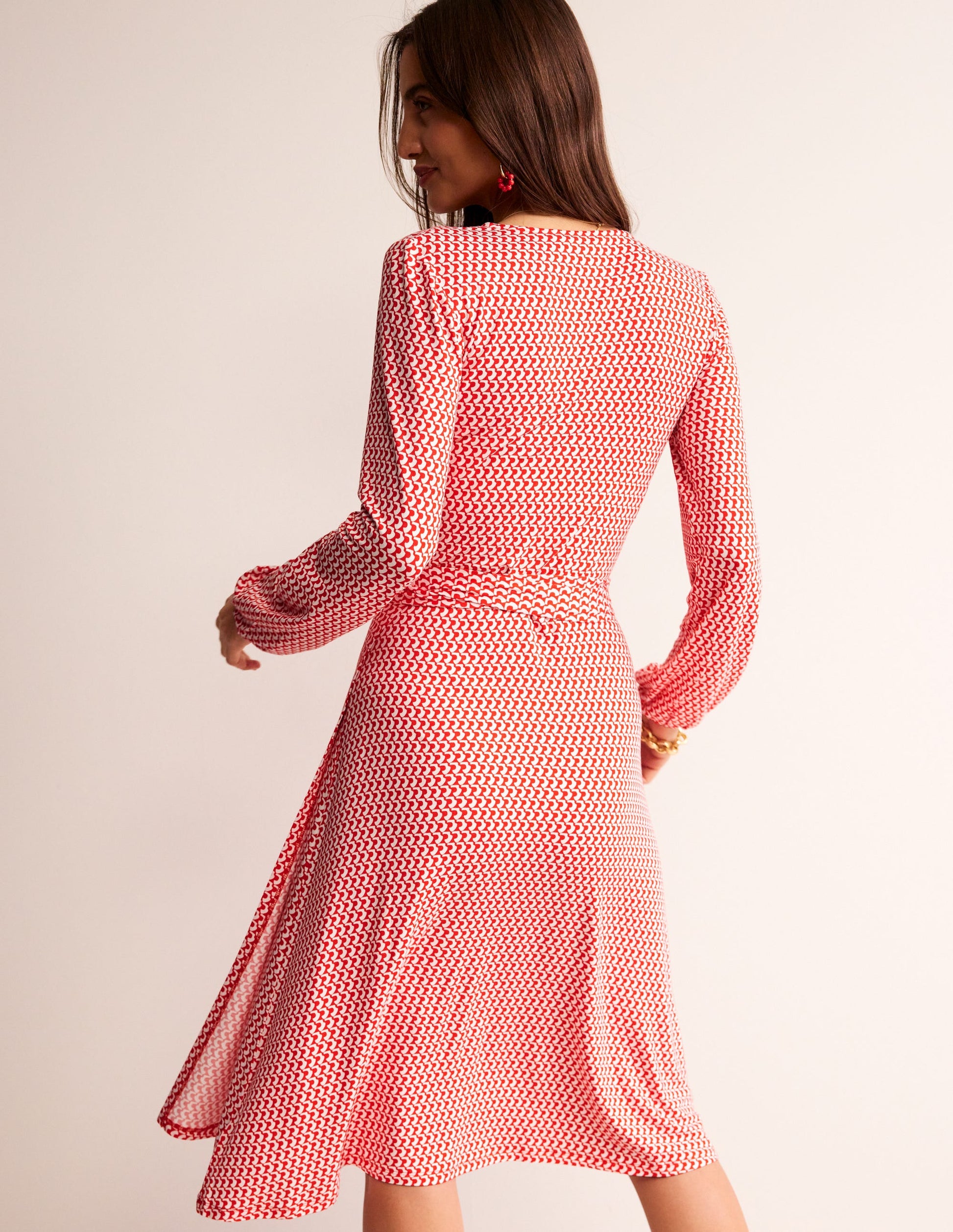 Joanna Jersey Midi Wrap Dress-Flame Scarlet, Arc Geo-3