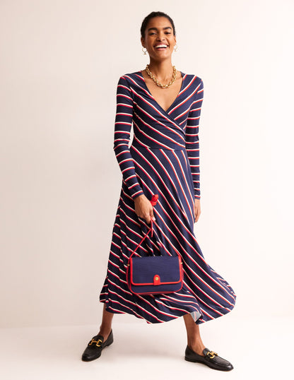 Hotch Stripe Jersey Midi Dress-Navy, Red, White Stripe-4