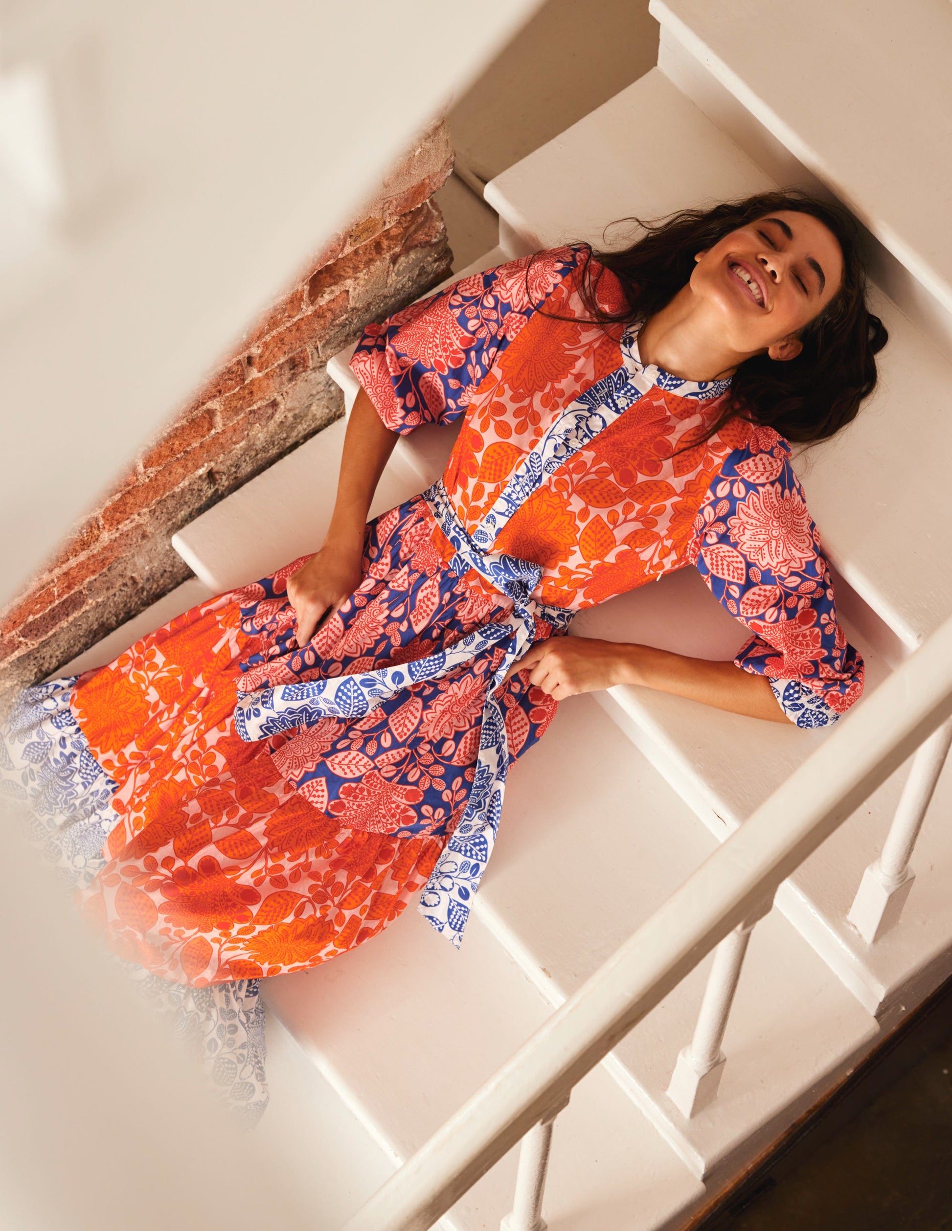 Alba Tiered Cotton Maxi Dress-Firecracker, Gardenia Swirl-6
