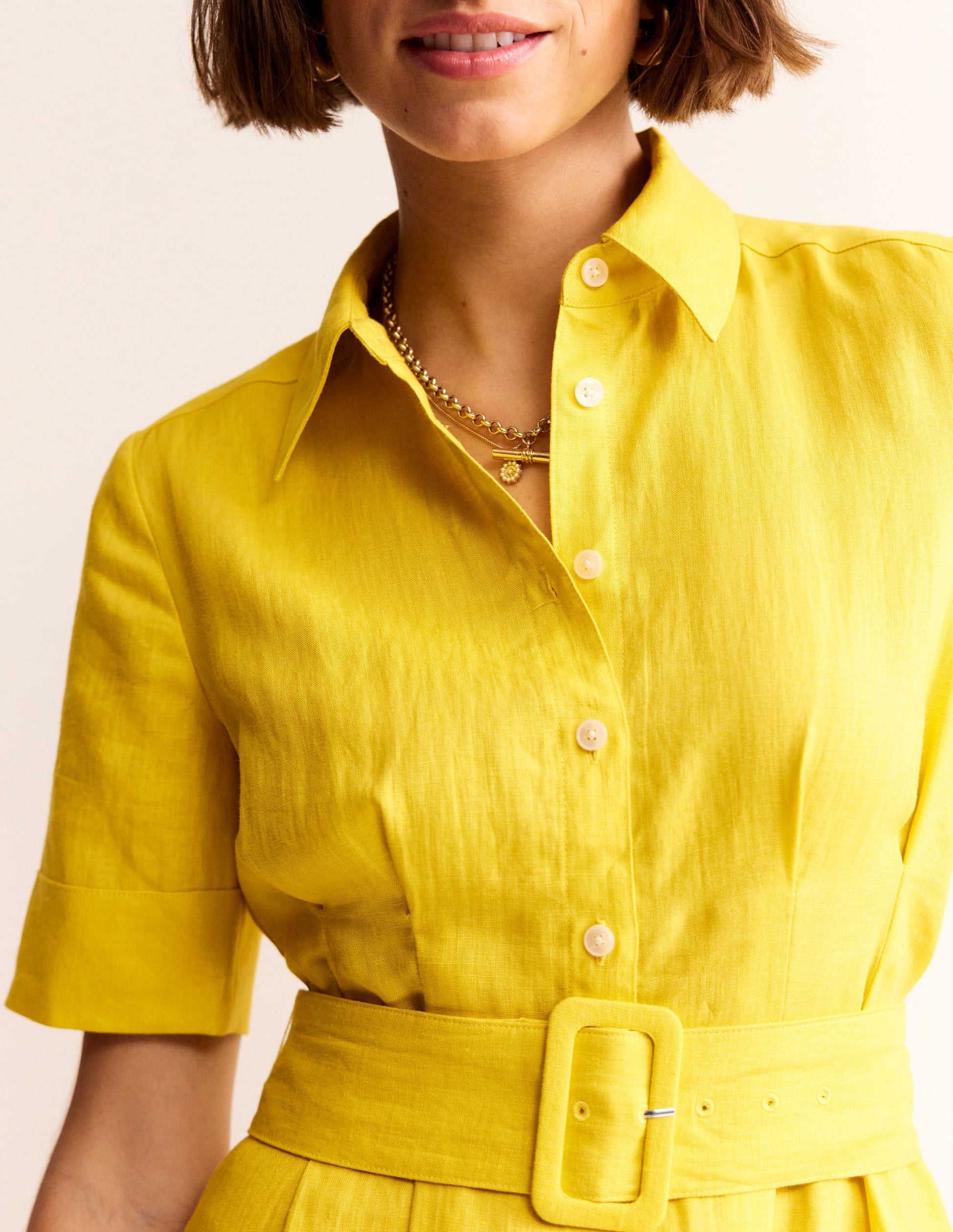 Louise Linen Midi Shirt Dress-Passion Fruit-2