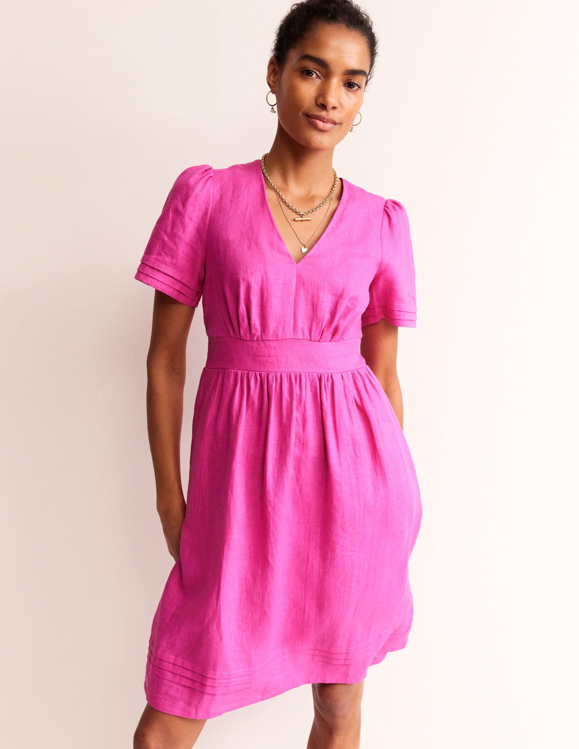 Eve Linen Short Dress-Rose Violet-4