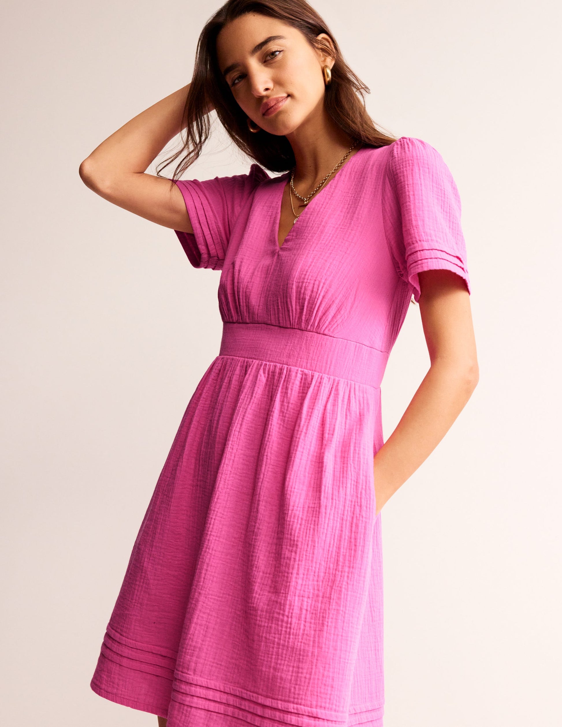 Eve Double Cloth Short Dress-Sangria Sunset-4