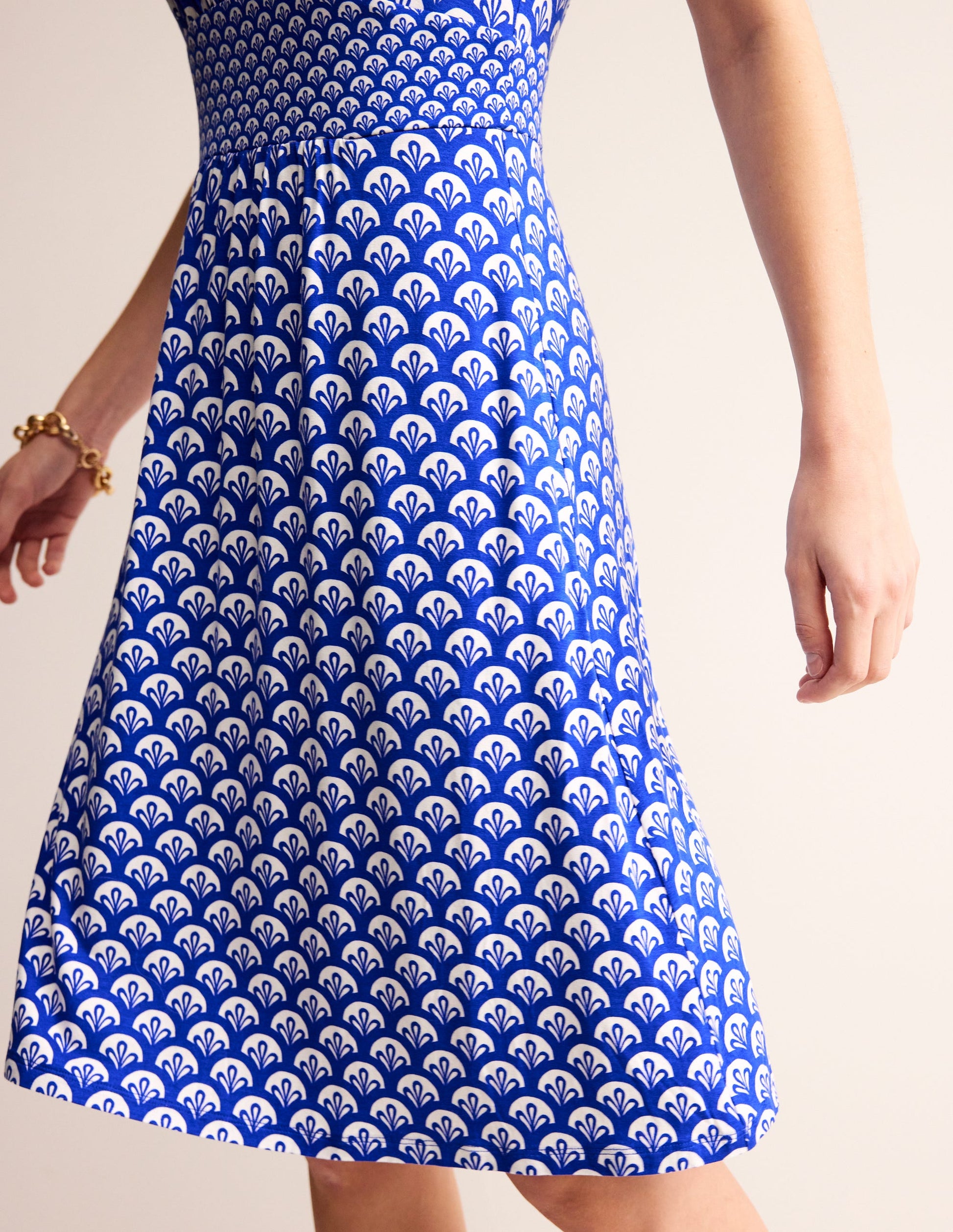 Thea Sleeveless Short Dress-Surf The Web, Foliage Geo-2