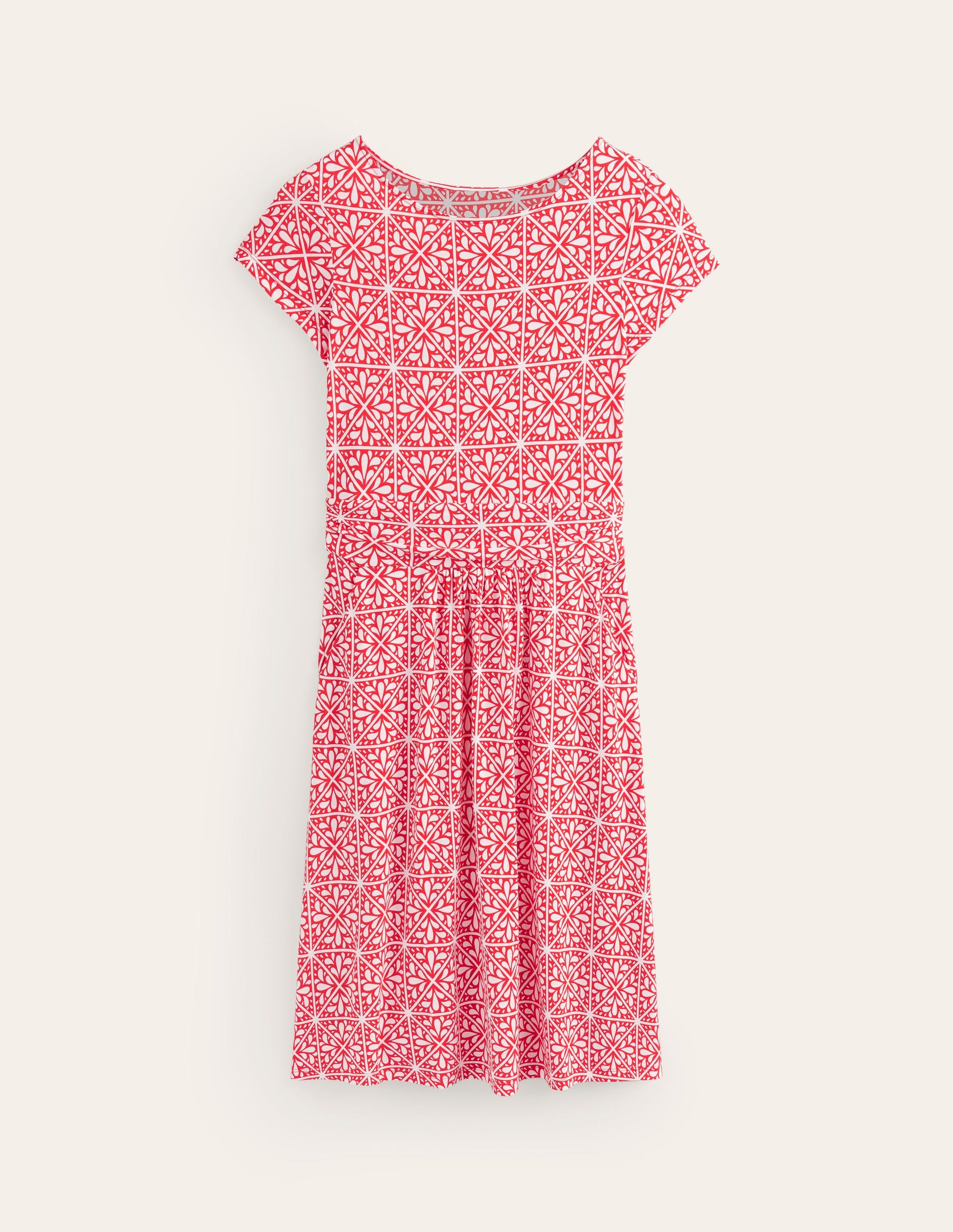 Amelie Jersey Dress-Flame Scarlet, Floral Mosaic-6