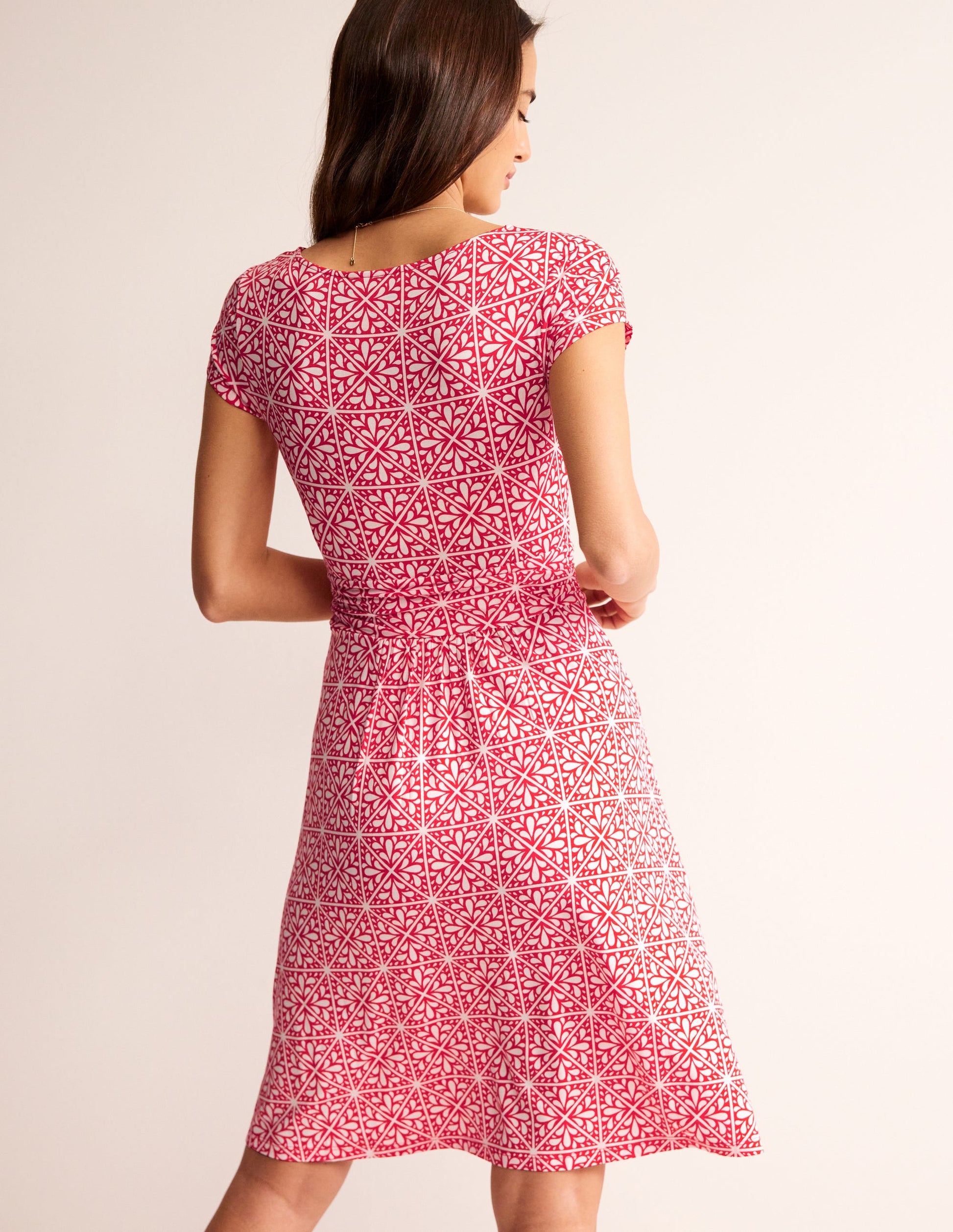 Amelie Jersey Dress-Flame Scarlet, Floral Mosaic-3