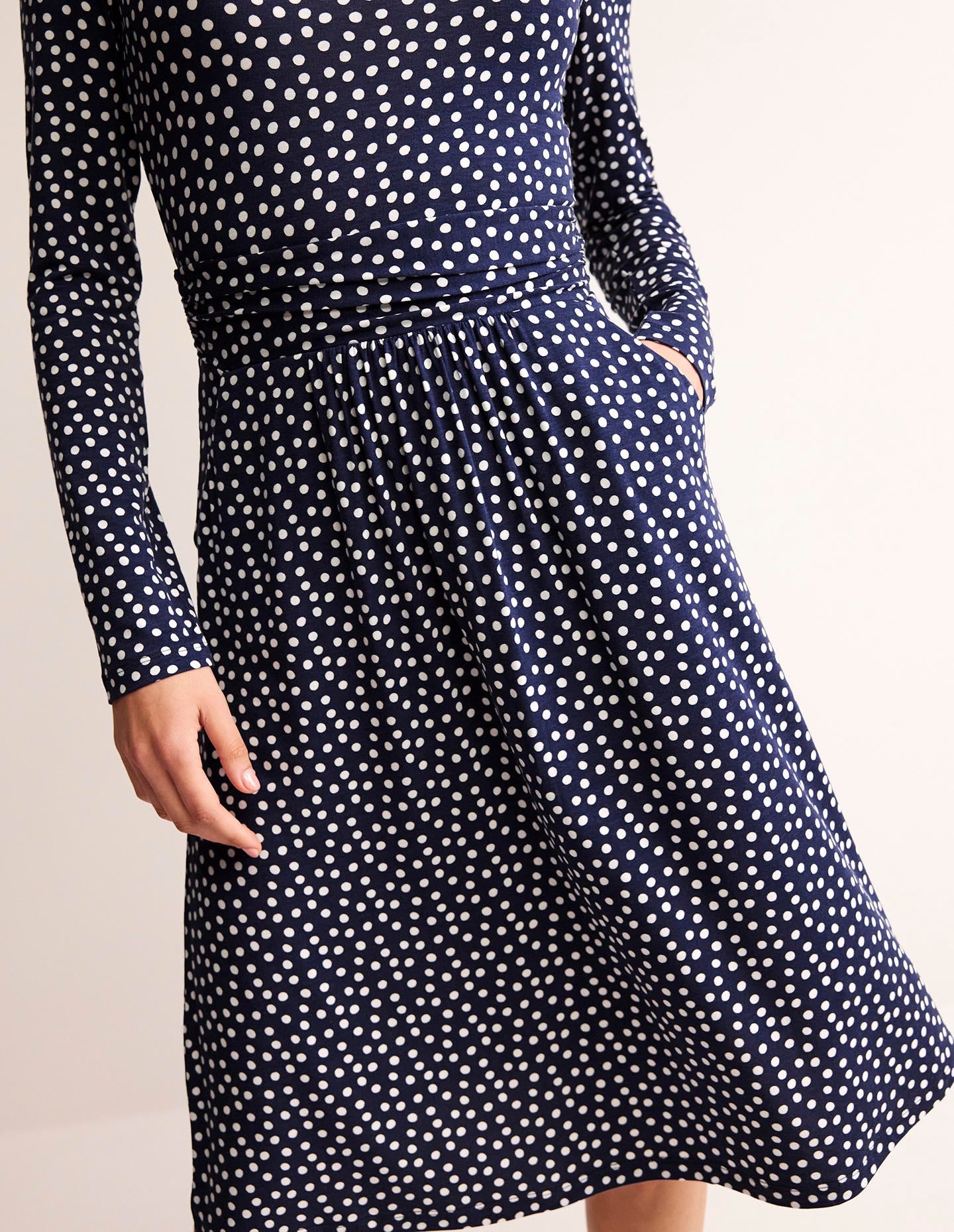 Abigail Jersey Dress-French Navy, Abstract Dot - Image 4