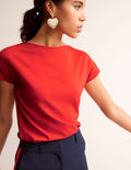 Supersoft Boat Neck T-Shirt-Poppy Red