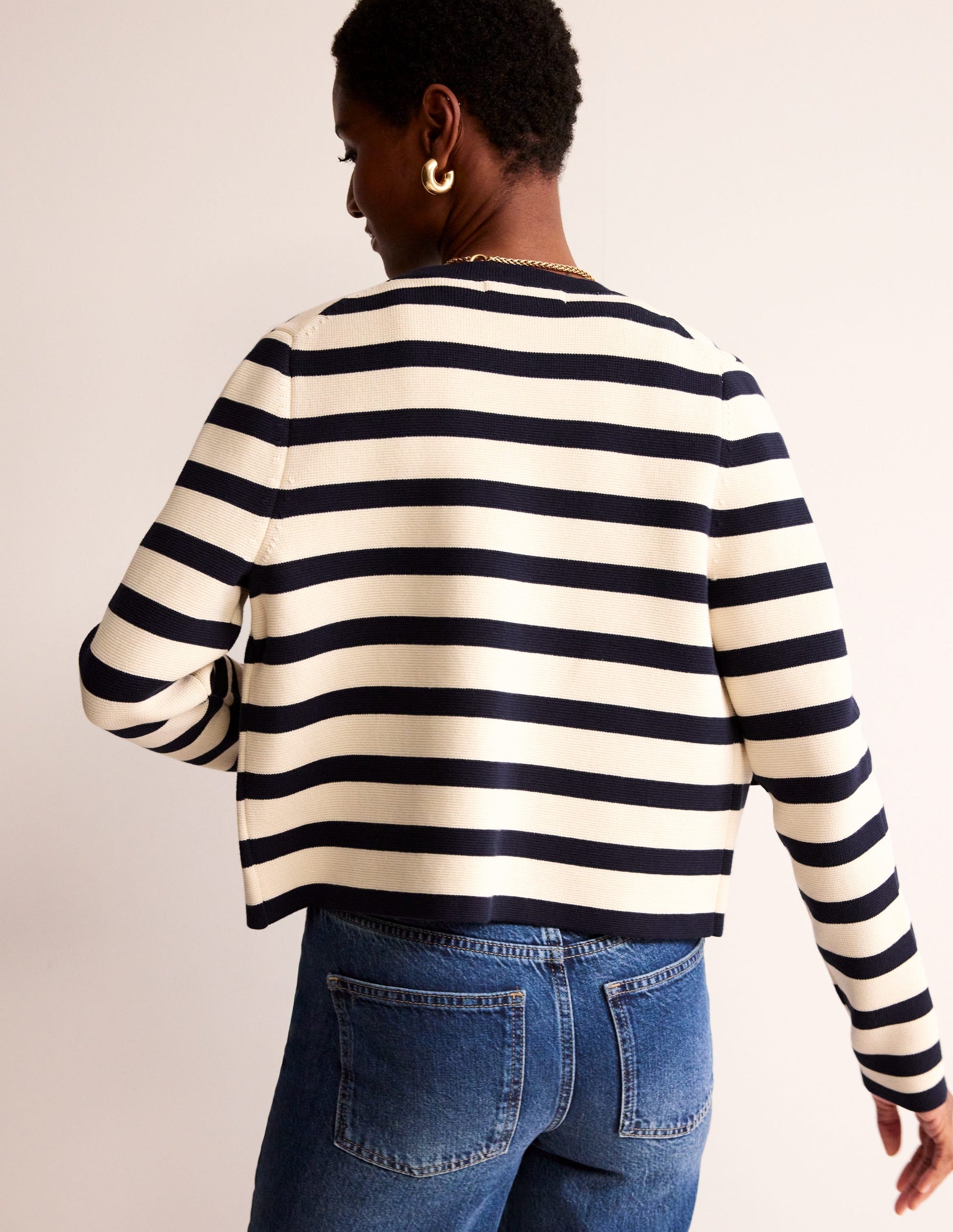 Holly Knitted Jacket-Warm Ivory/ Navy-3