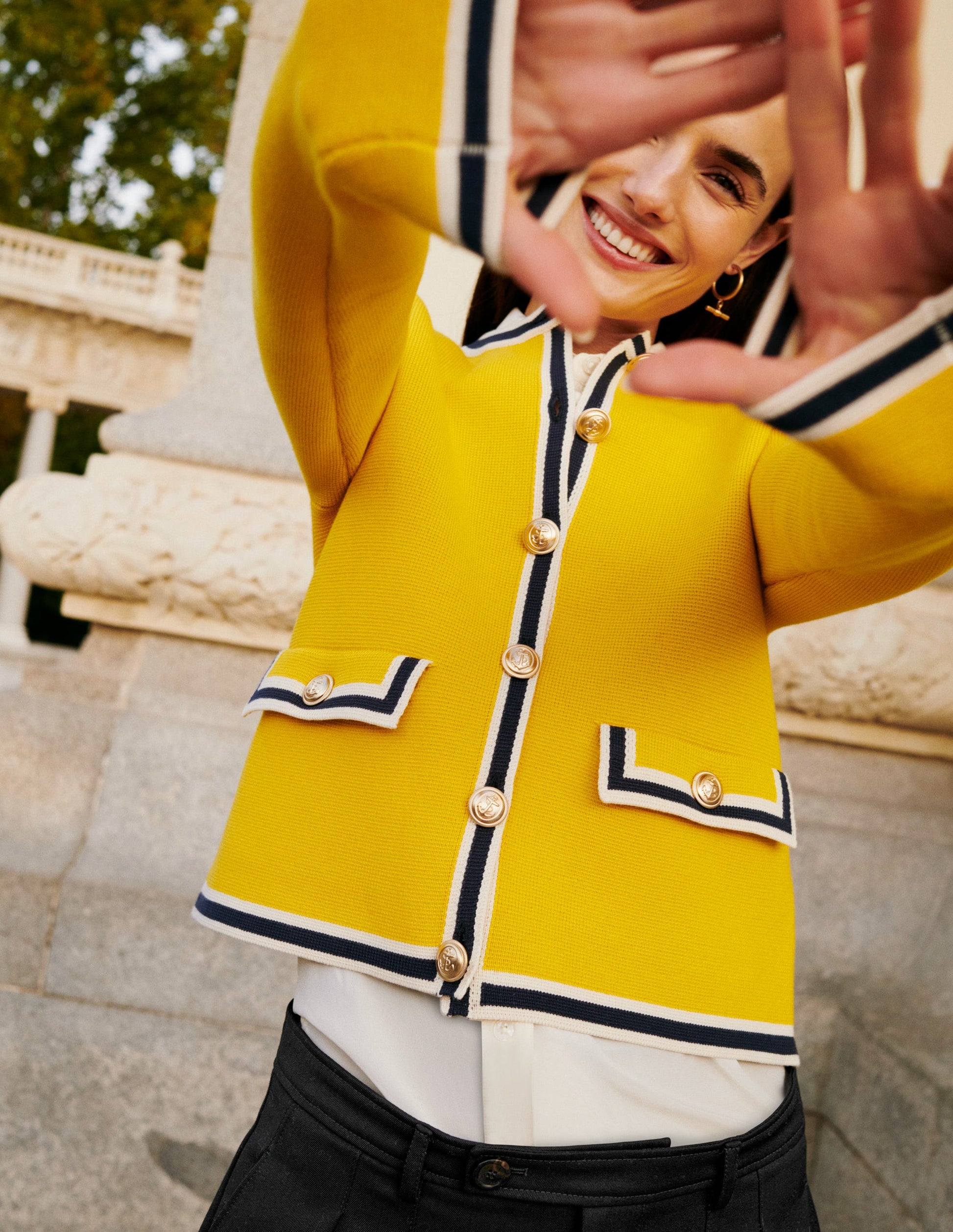 Holly Knitted Jacket-Mimosa Yellow, Navy Tipping-7
