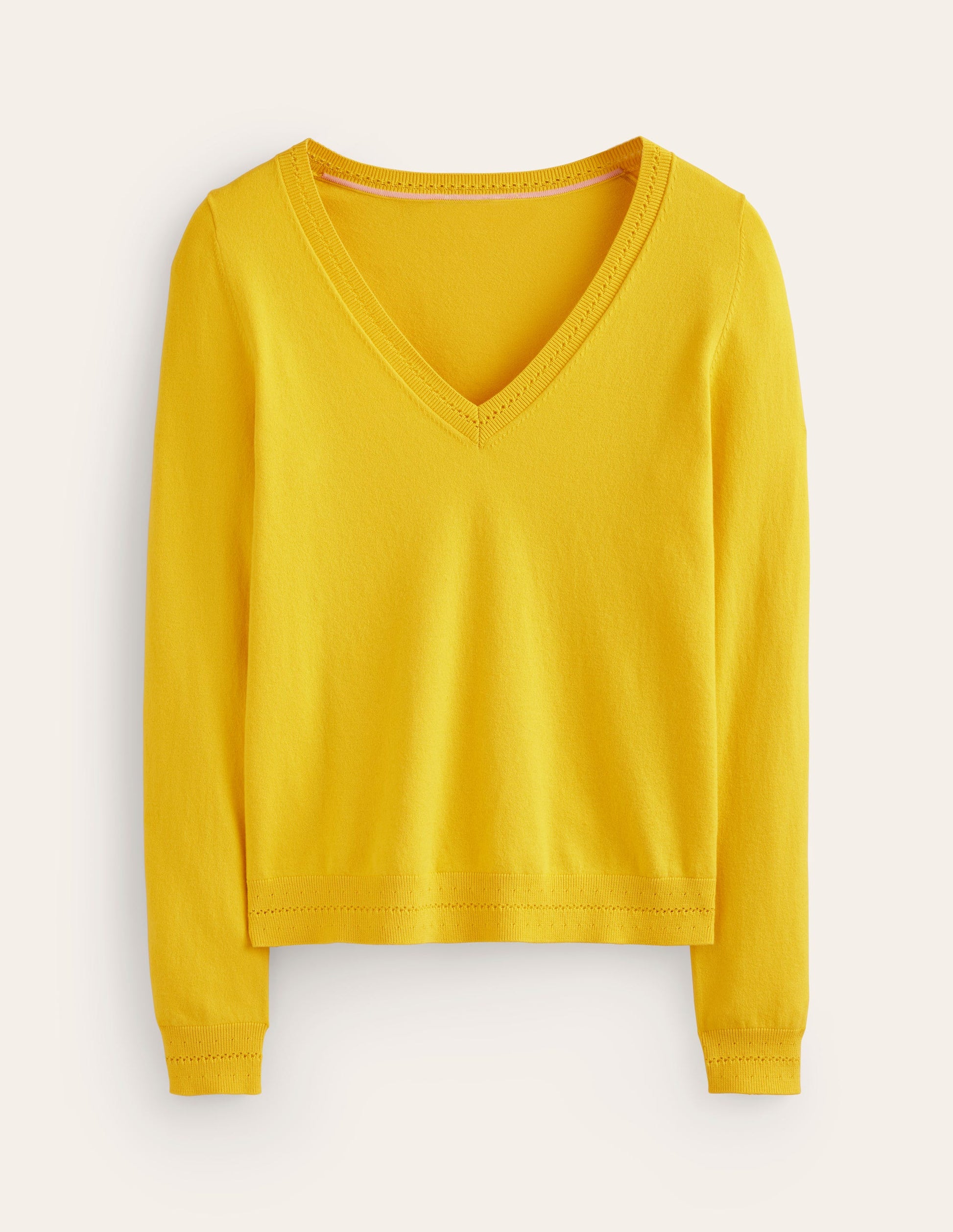 Catriona Cotton V-Neck Jumper-Passion Fruit Yellow-5