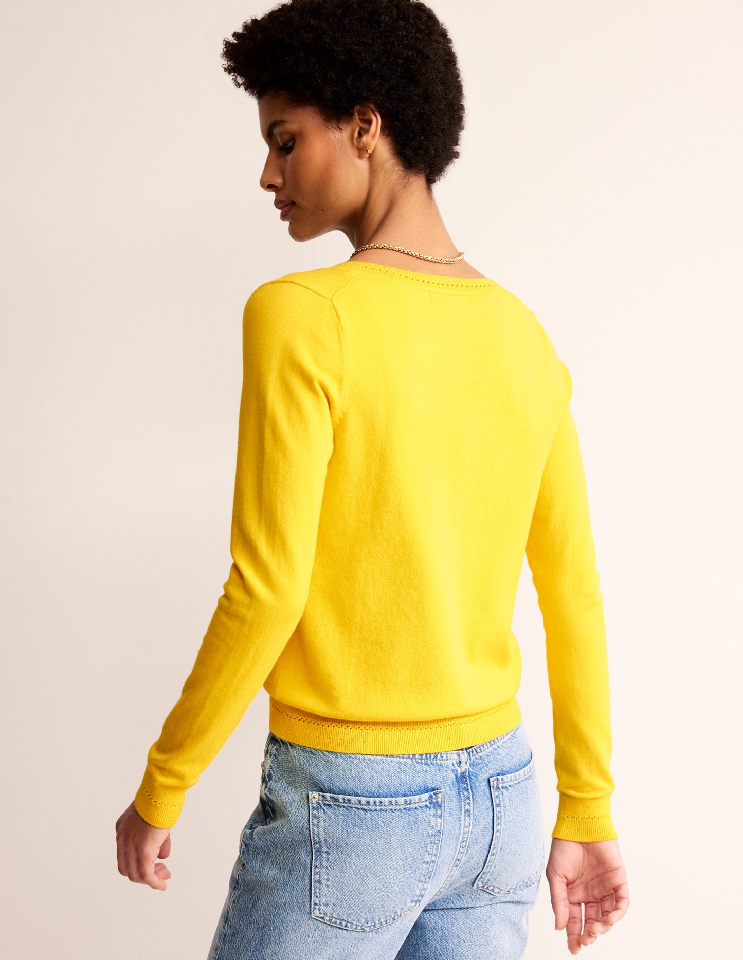 Catriona Cotton V-Neck Jumper-Passion Fruit Yellow