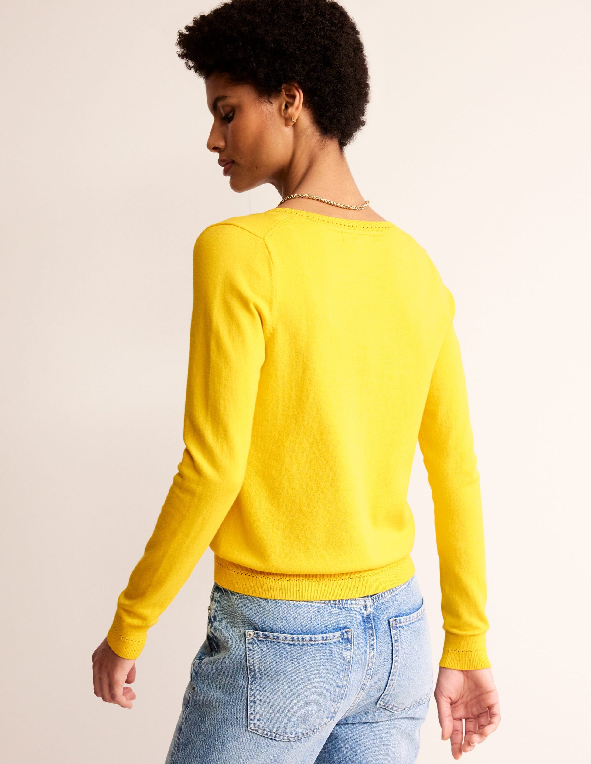 Catriona Cotton V-Neck Jumper-Passion Fruit Yellow-3
