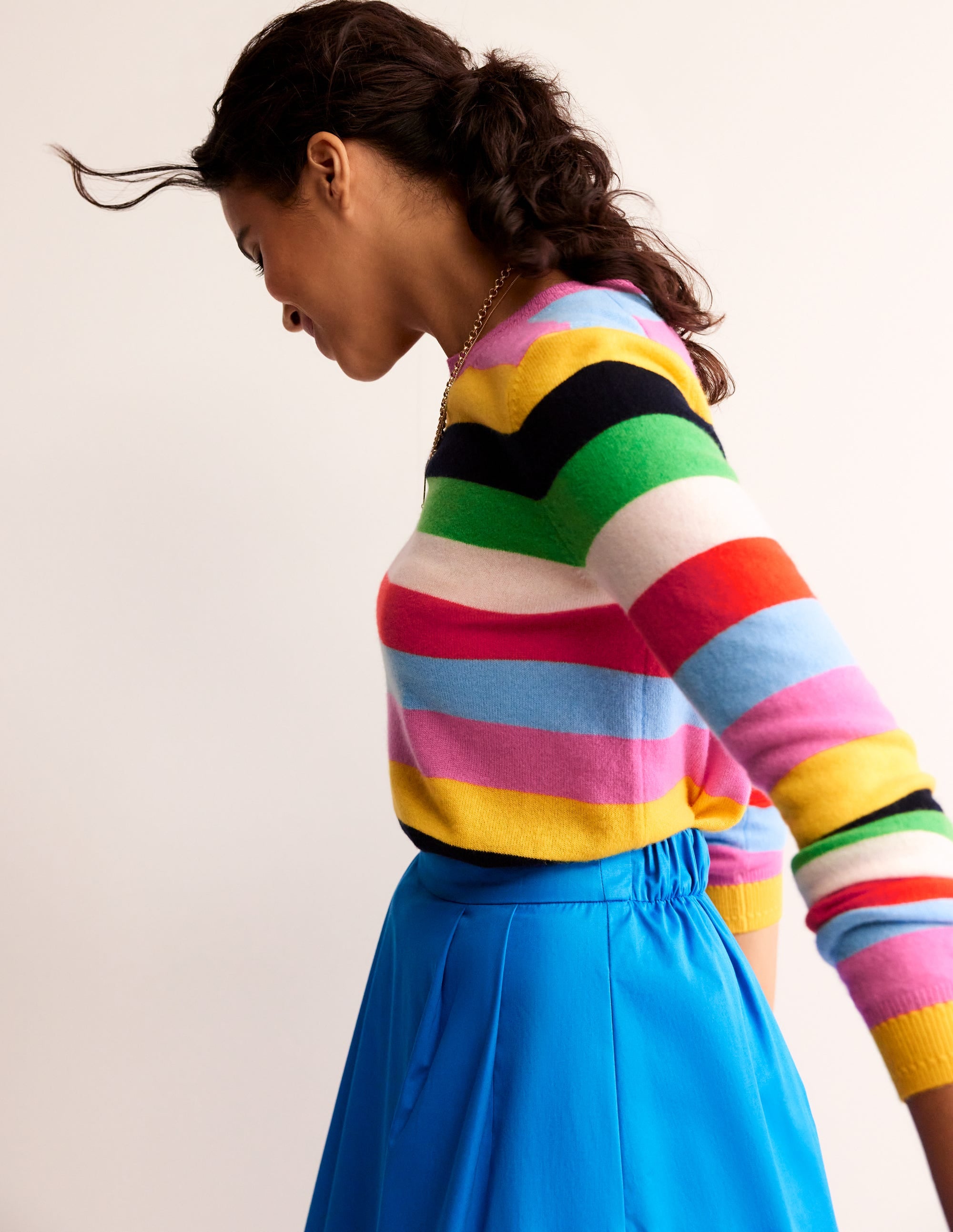 Eva Cashmere Crew Neck Jumper-Air Blue, Party Pink - Image 1