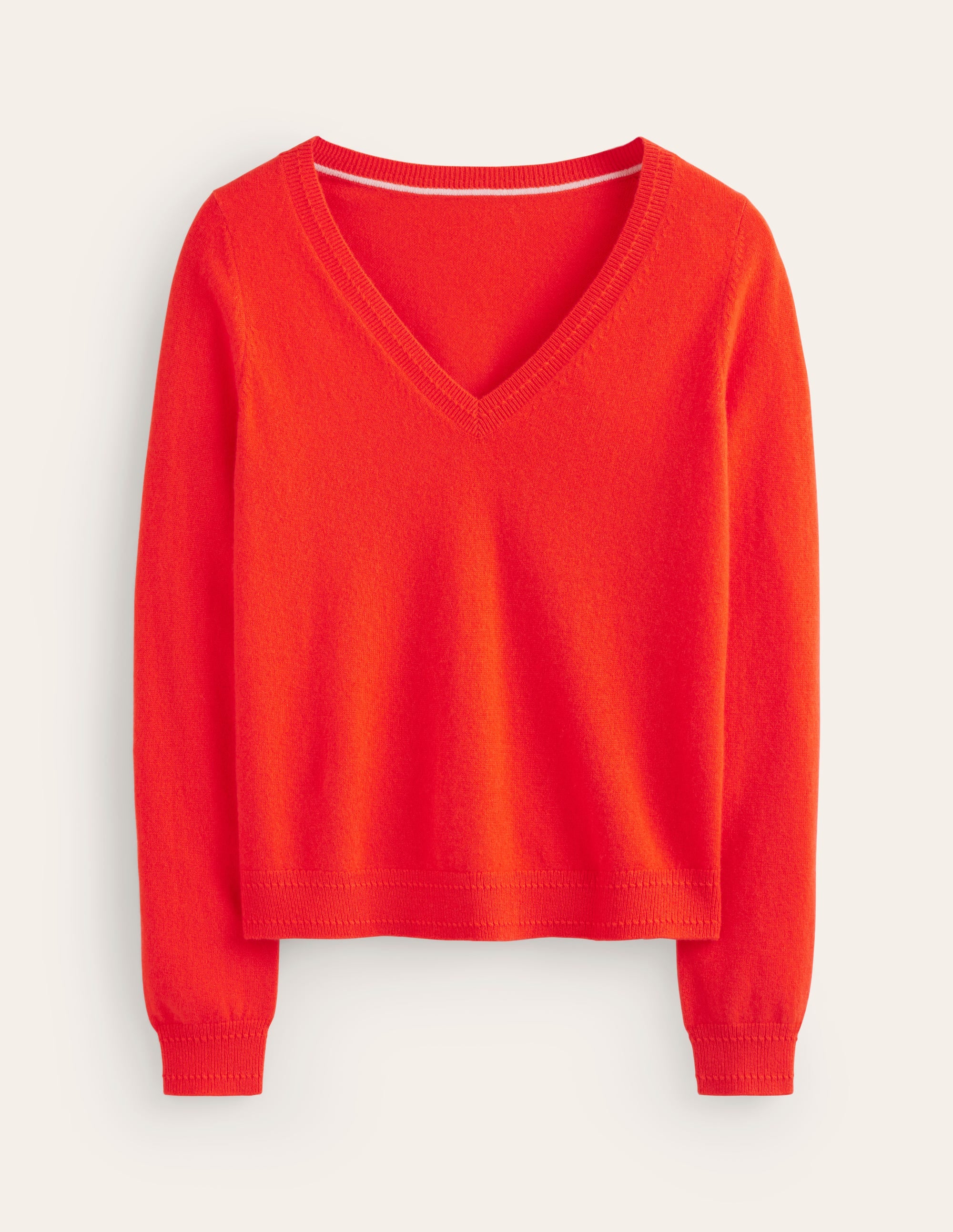 Eva Cashmere V-neck Jumper-Fiesta Orange - Image 5