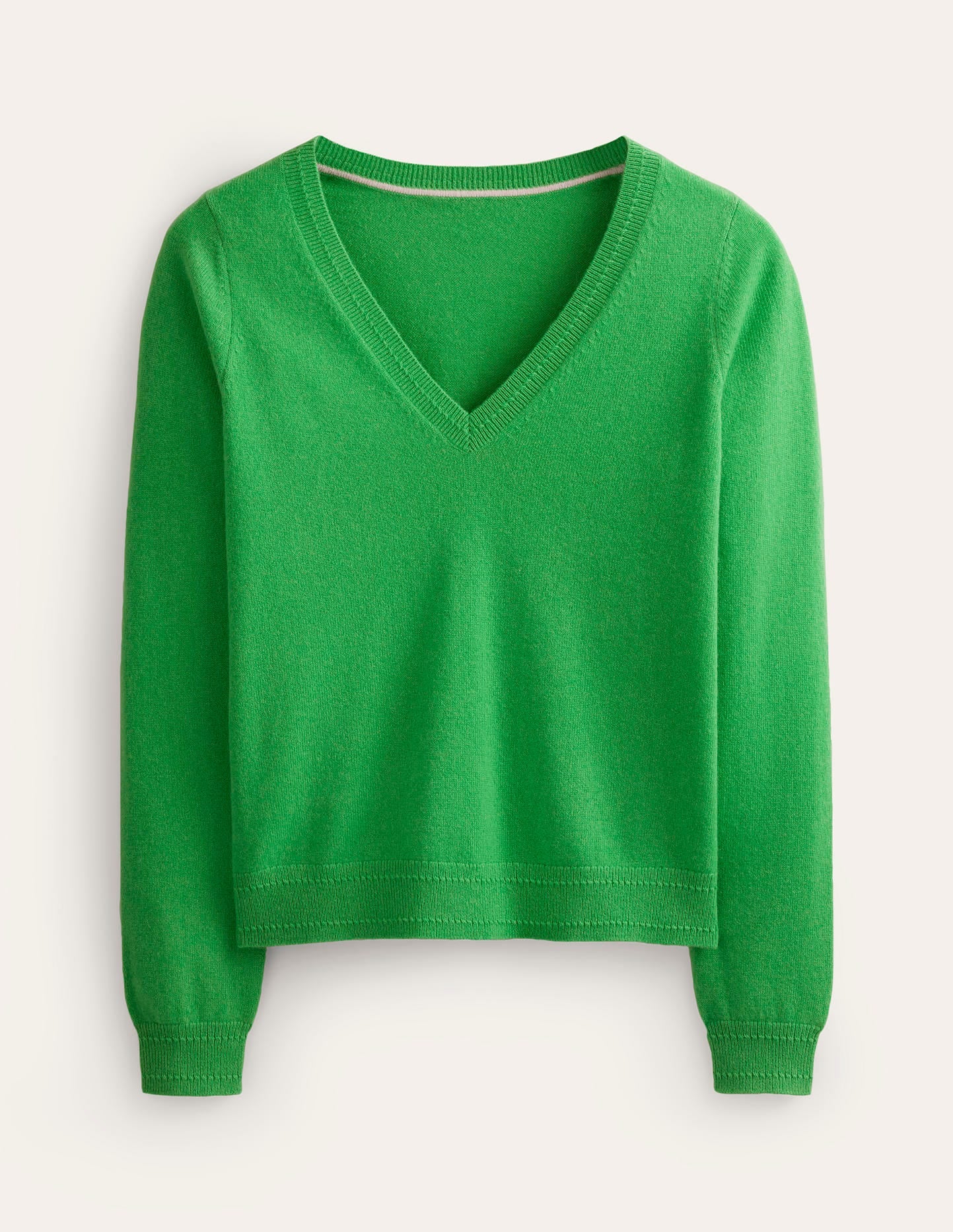 Eva Cashmere V-neck Jumper-Bright Green-5