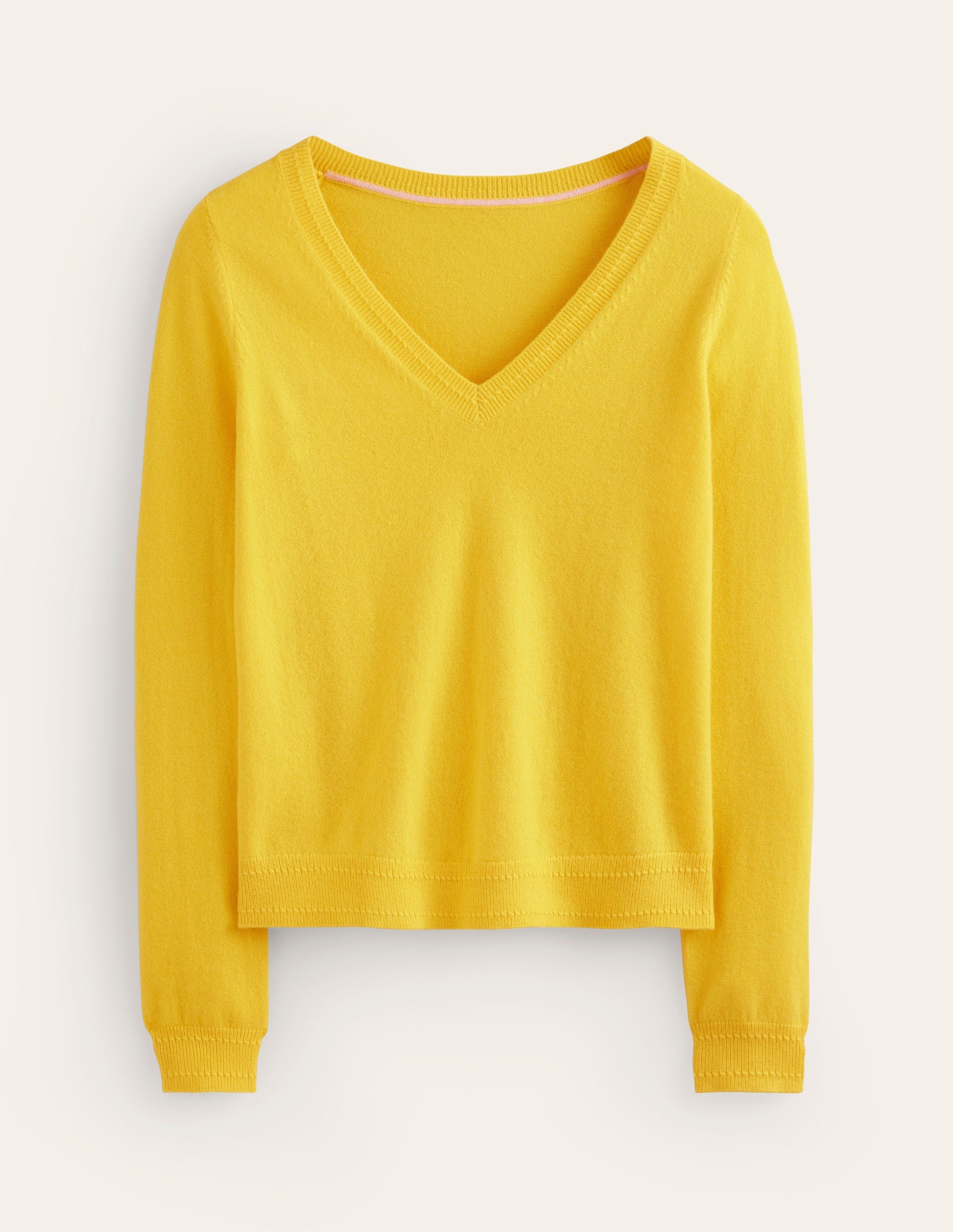 Eva Cashmere V-neck Jumper-Pineapple Yellow-5