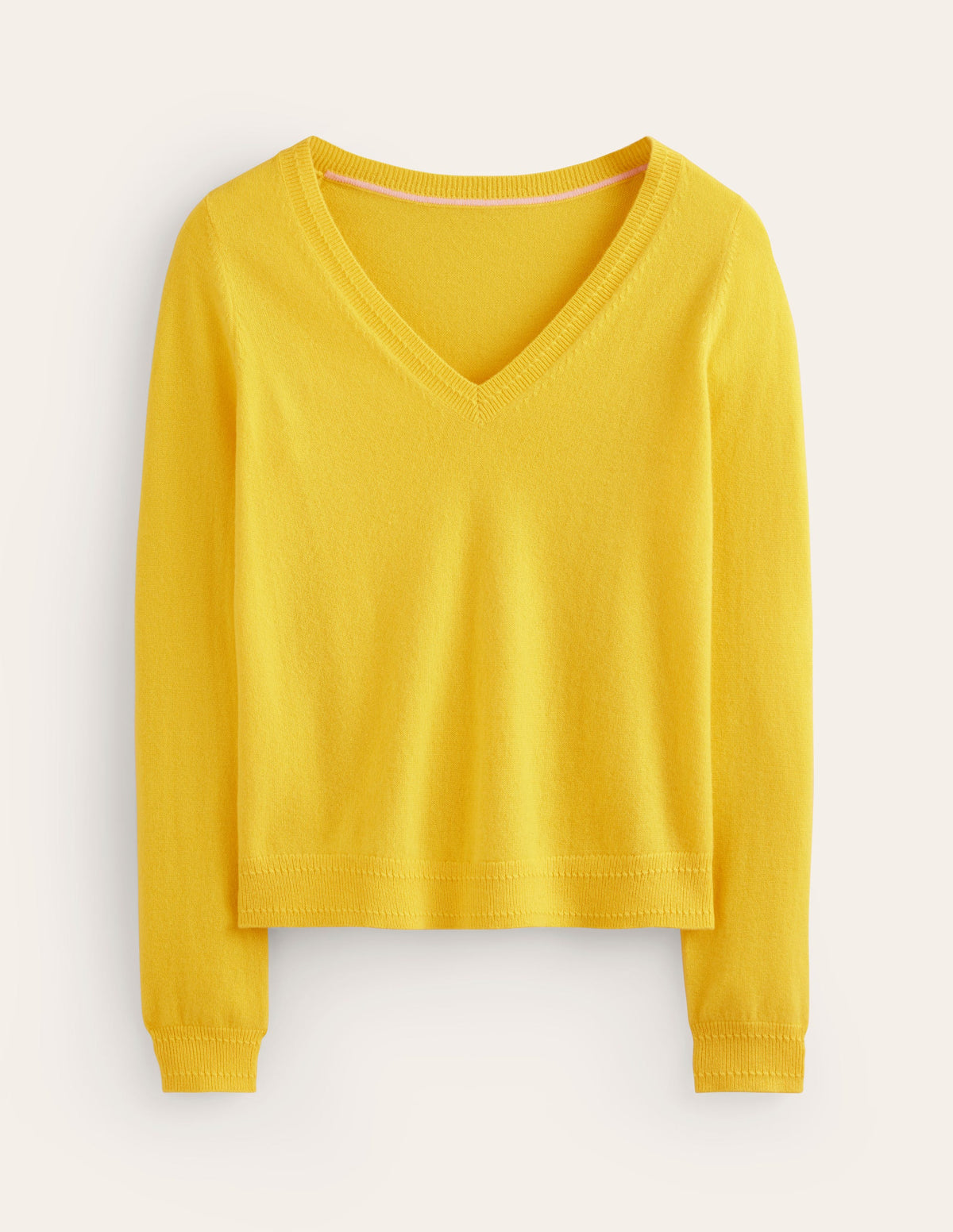 Eva Cashmere V-neck Jumper-Pineapple Yellow - Image 5