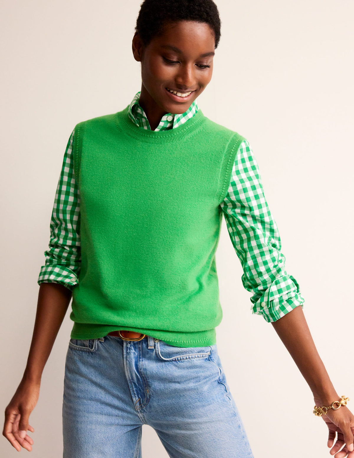 Eva Cashmere Tank-Bright Green - Image 1