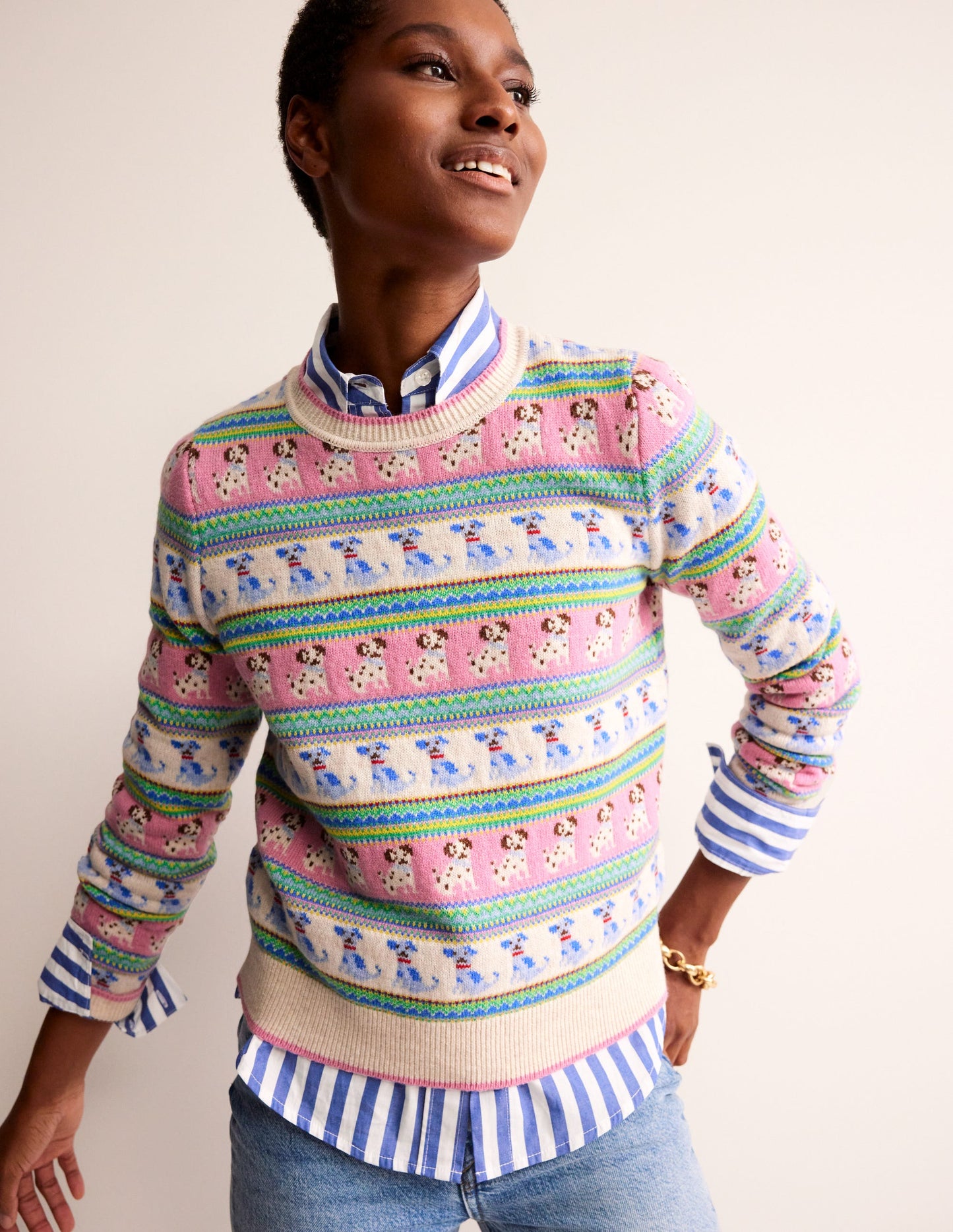 Edie Fair Isle Jumper-Warm Ivory Dog Fair Isle