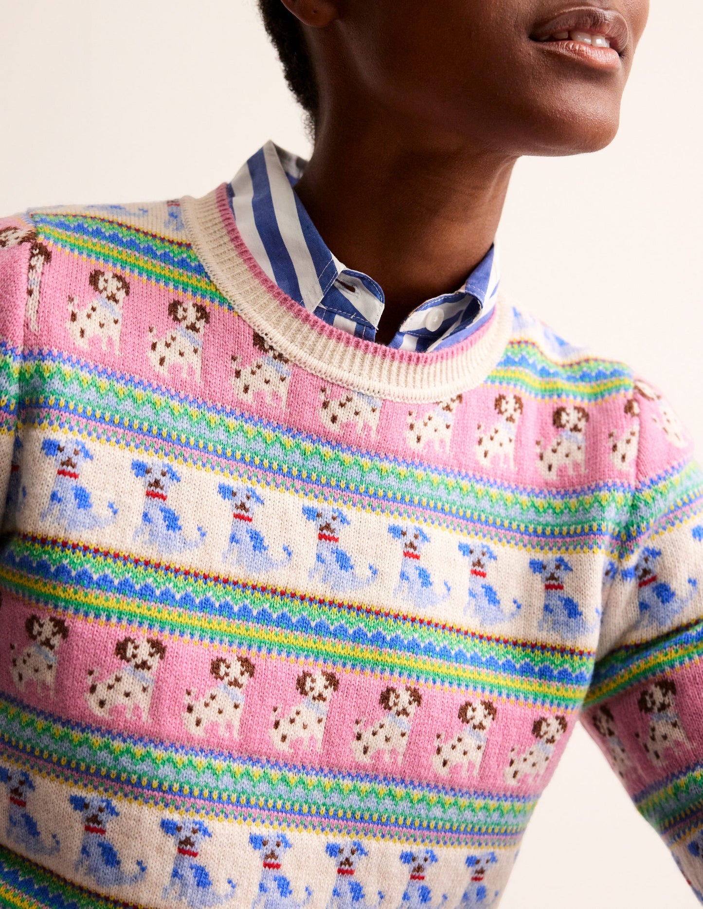 Edie Fair Isle Jumper-Warm Ivory Dog Fair Isle