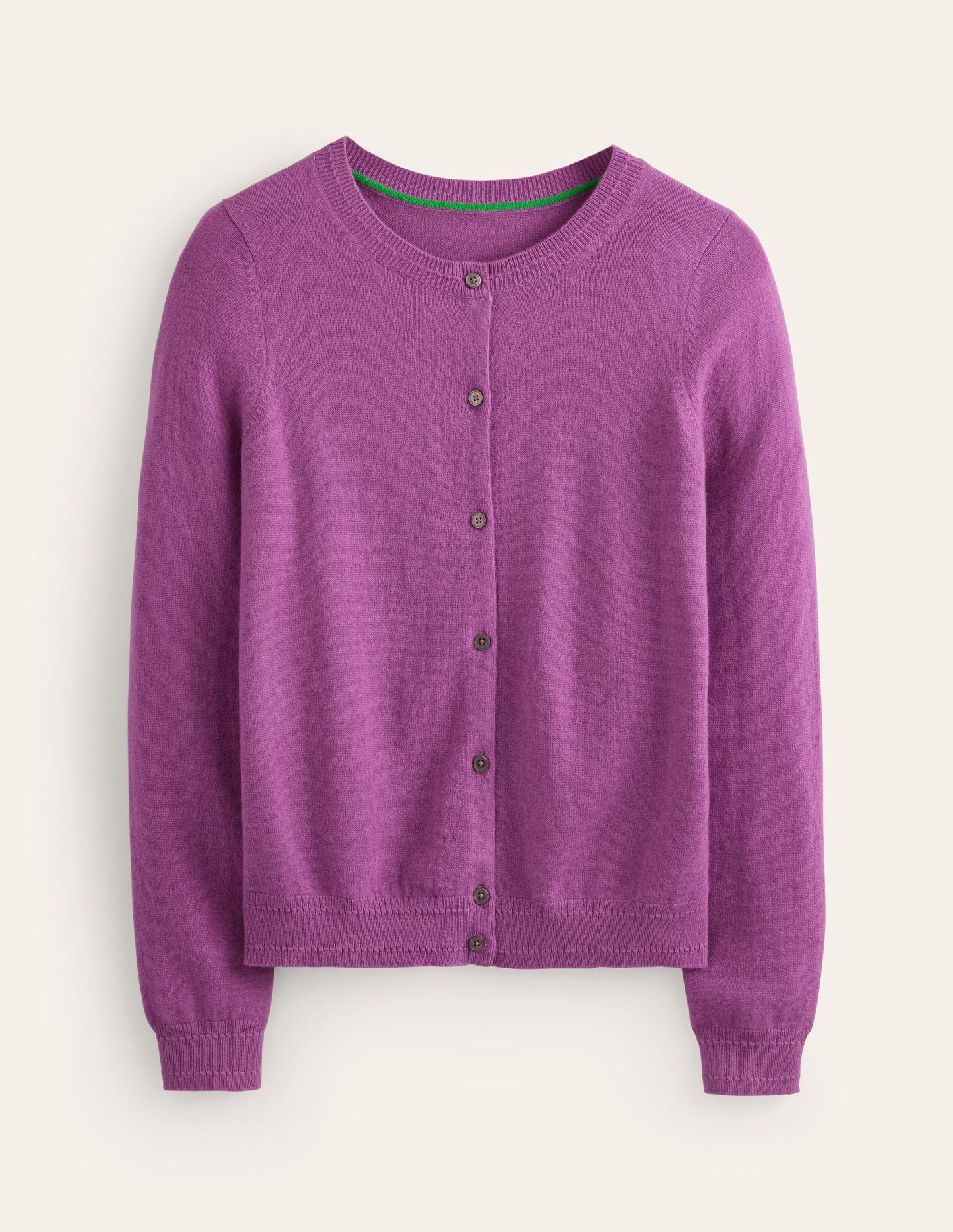 Eva Cashmere Crew Cardigan -Mulberry