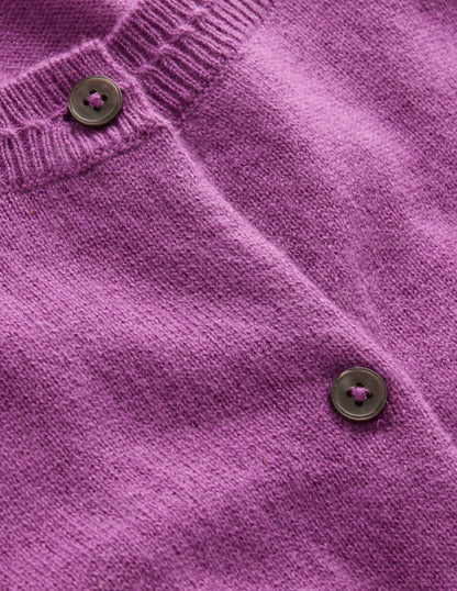 Eva Cashmere Crew Cardigan -Mulberry