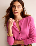 Eva Cashmere Crew Cardigan-Sangria Sunset
