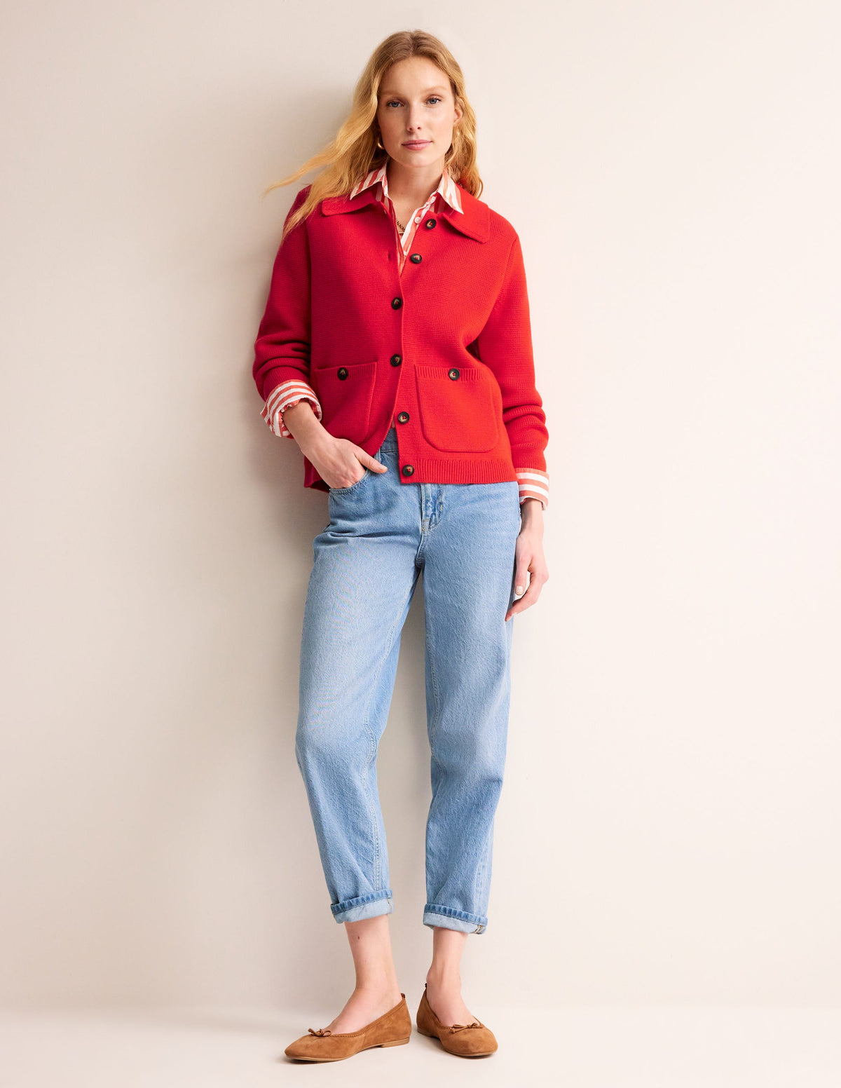 Emily Wool Blend Cardigan-Post Box Red - Image 4