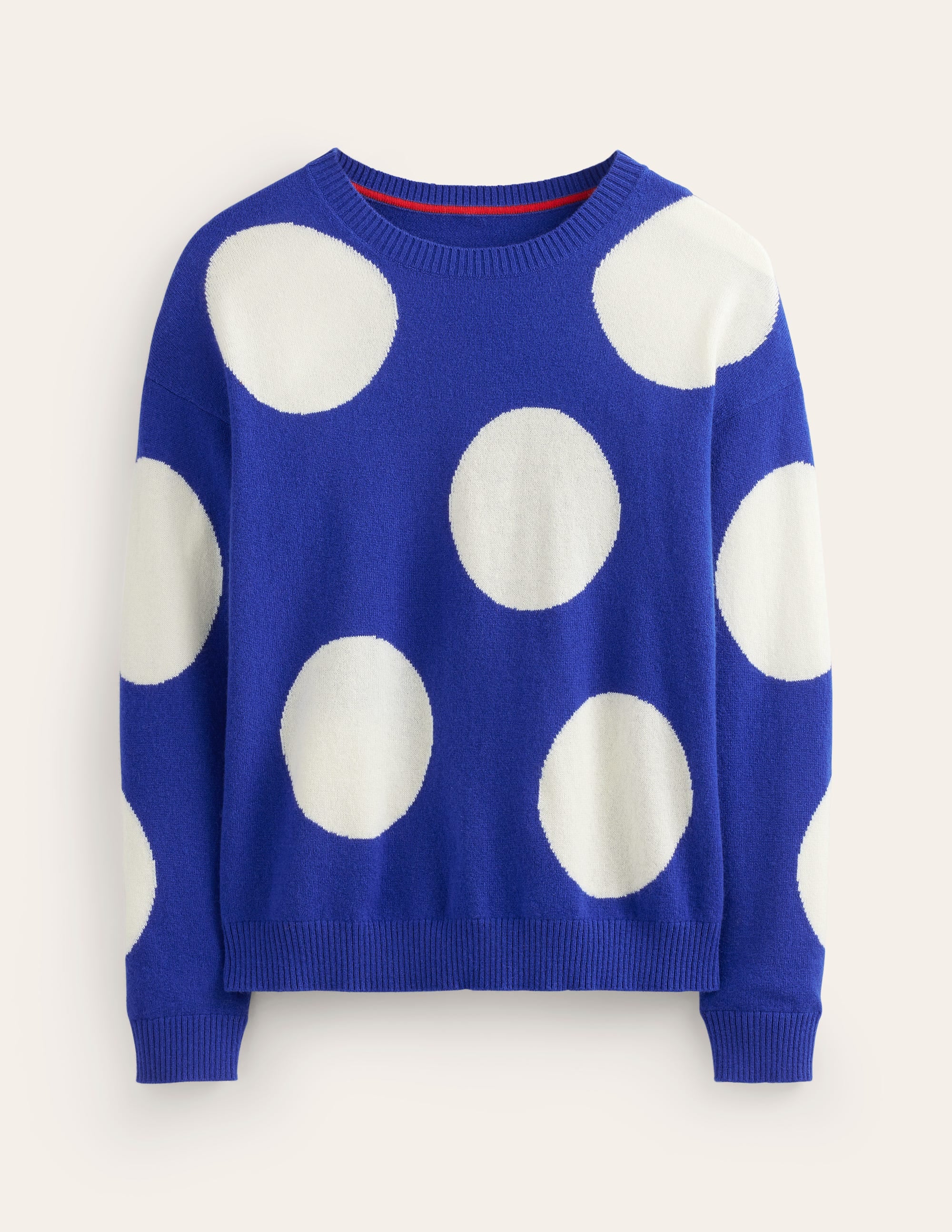 Lydia Cashmere Jumper-Bright Blue, Spots - Image 6