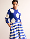 Lydia Cashmere Jumper-Bright Blue, Spots