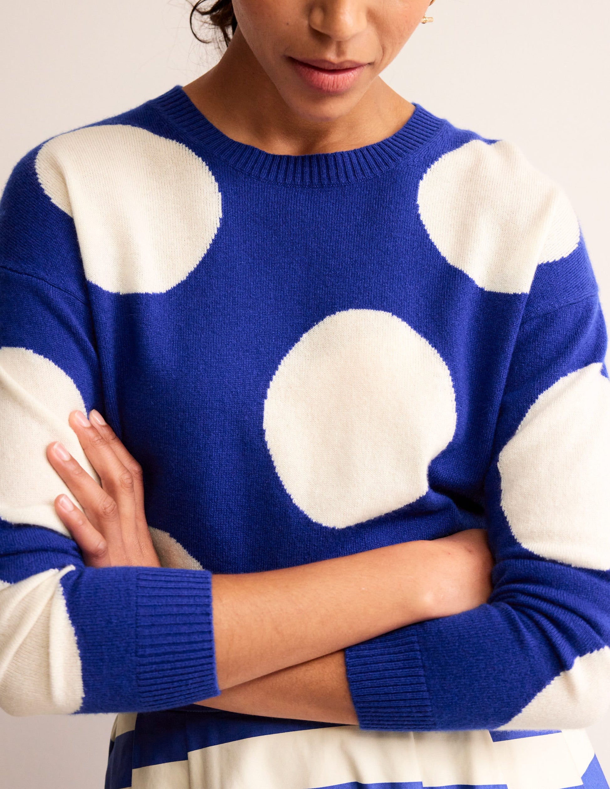 Lydia Cashmere Jumper-Bright Blue, Spots-2