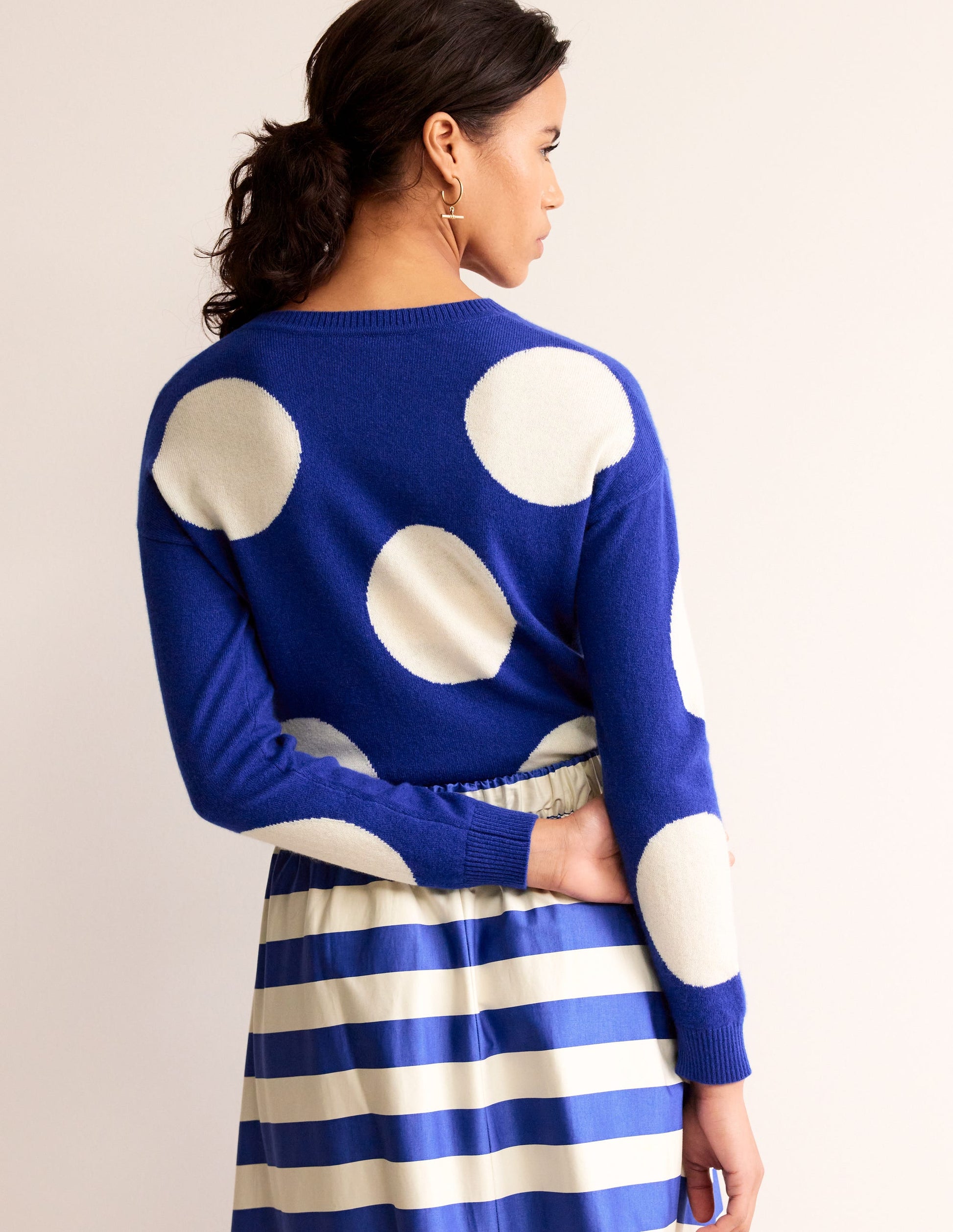 Lydia Cashmere Jumper-Bright Blue, Spots-3