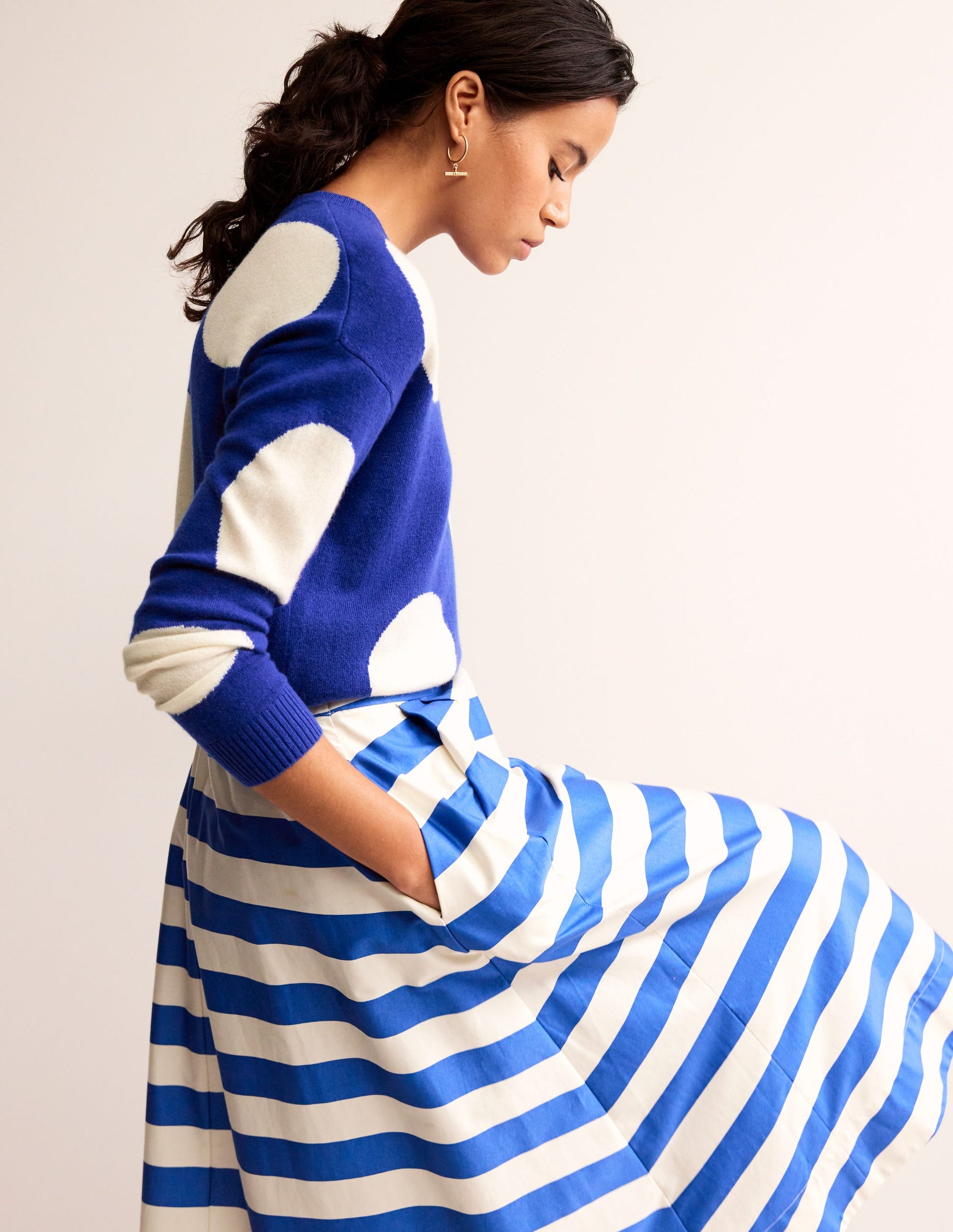 Lydia Cashmere Jumper-Bright Blue, Spots-4
