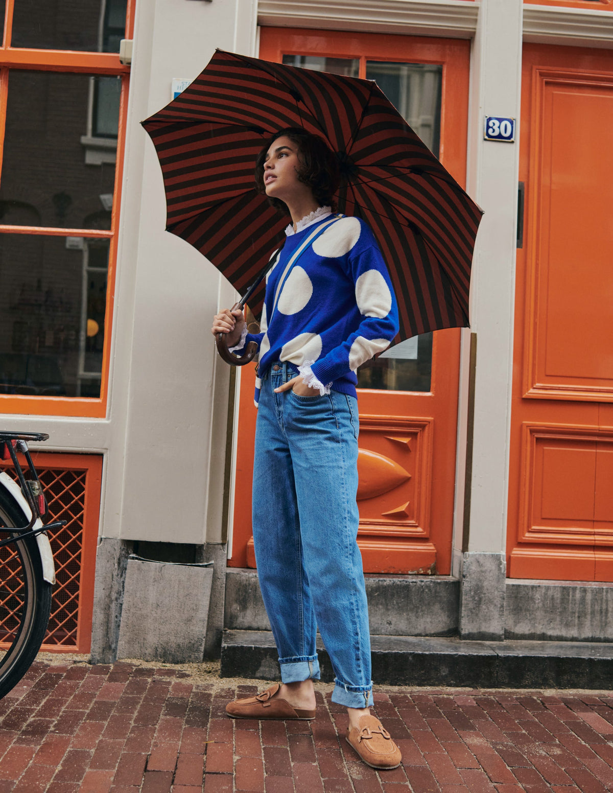 Lydia Cashmere Jumper-Bright Blue, Spots - Image 5