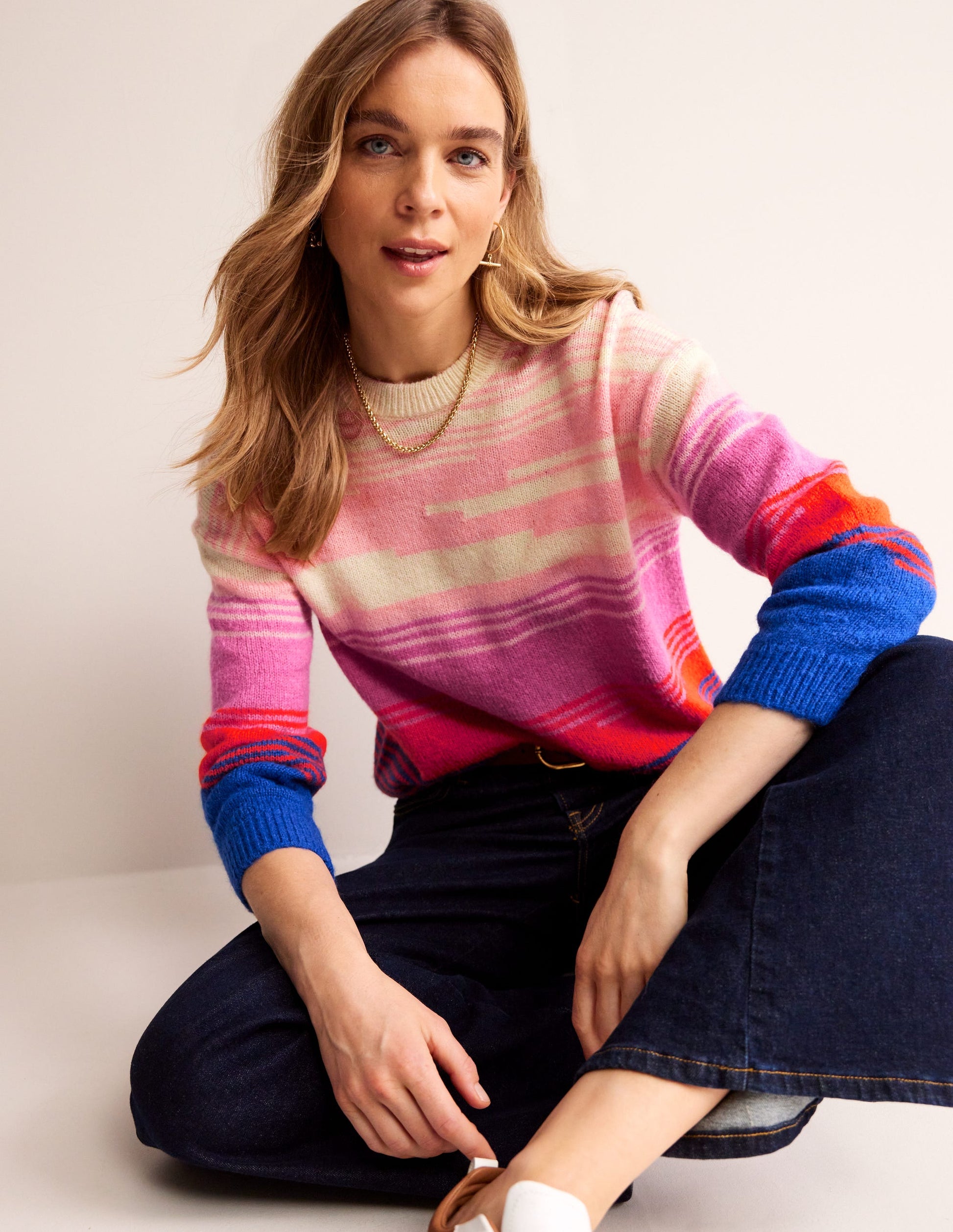 Scenic Crew Neck Jumper-Bright Blue, Scenic Intarsia-4