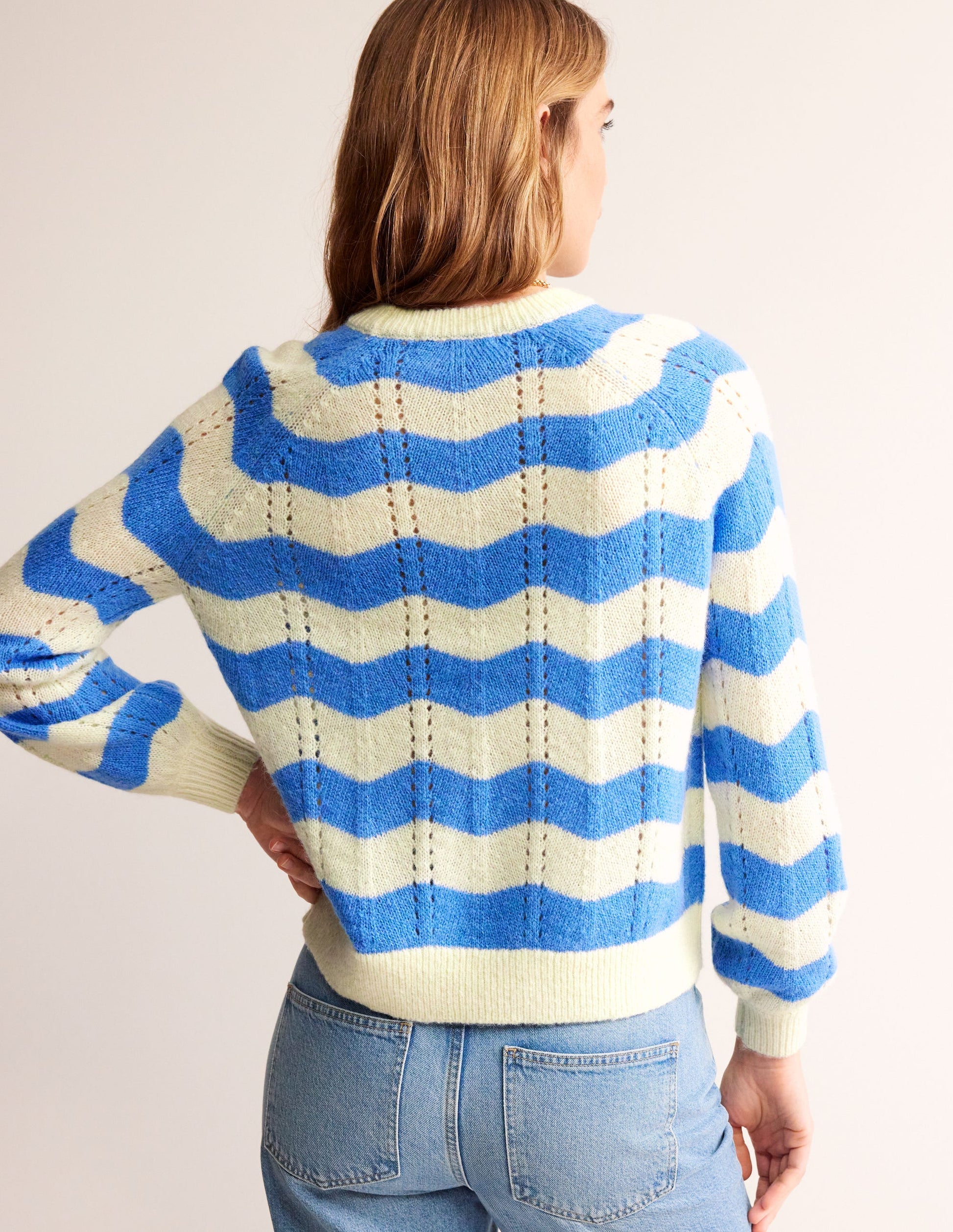 Fluffy Wave Jumper-Bright Blue, Warm Ivory Wave-3