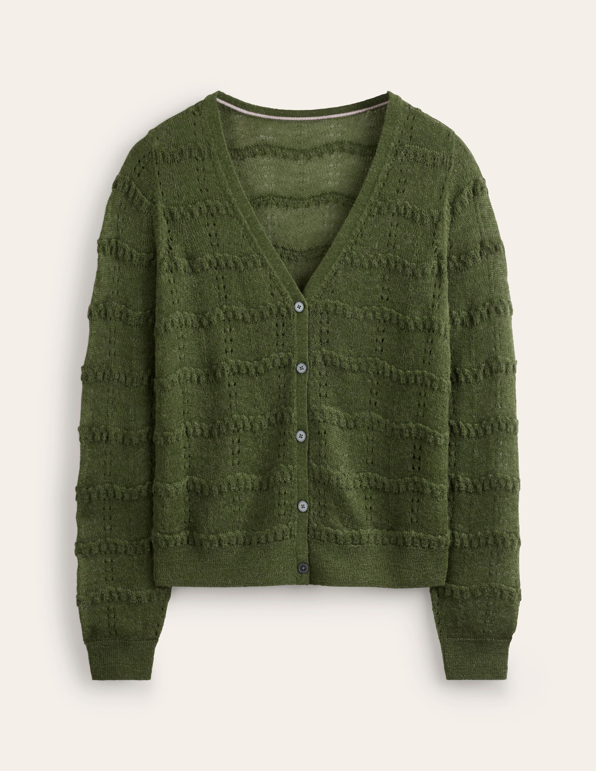 Fluffy Pointelle Cardigan-Garden Green - Image 5