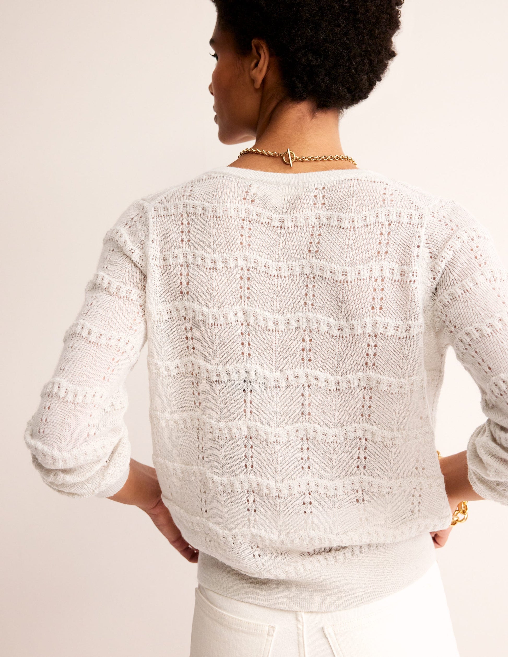 Fluffy Pointelle Cardigan-Vanilla-3